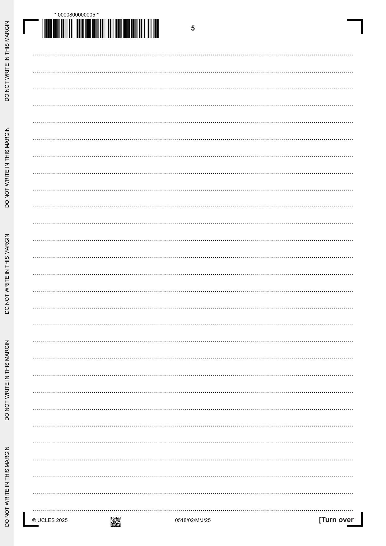 Cambridge IGCSE Thai - First Language 0518 2025 May/June Paper 2 · Variant 0 question paper, page 5 of 12