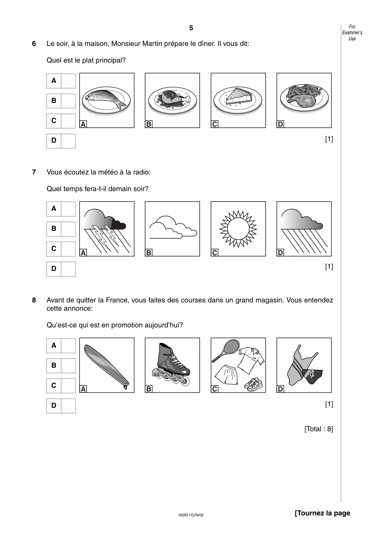 Cambridge IGCSE French - Foreign Language 0520 2002 Oct/Nov Paper 1 · Variant 1 question paper, page 5 of 12