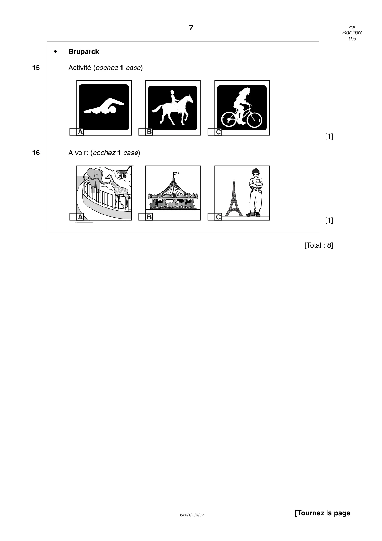 Cambridge IGCSE French - Foreign Language 0520 2002 Oct/Nov Paper 1 · Variant 1 question paper, page 7 of 12