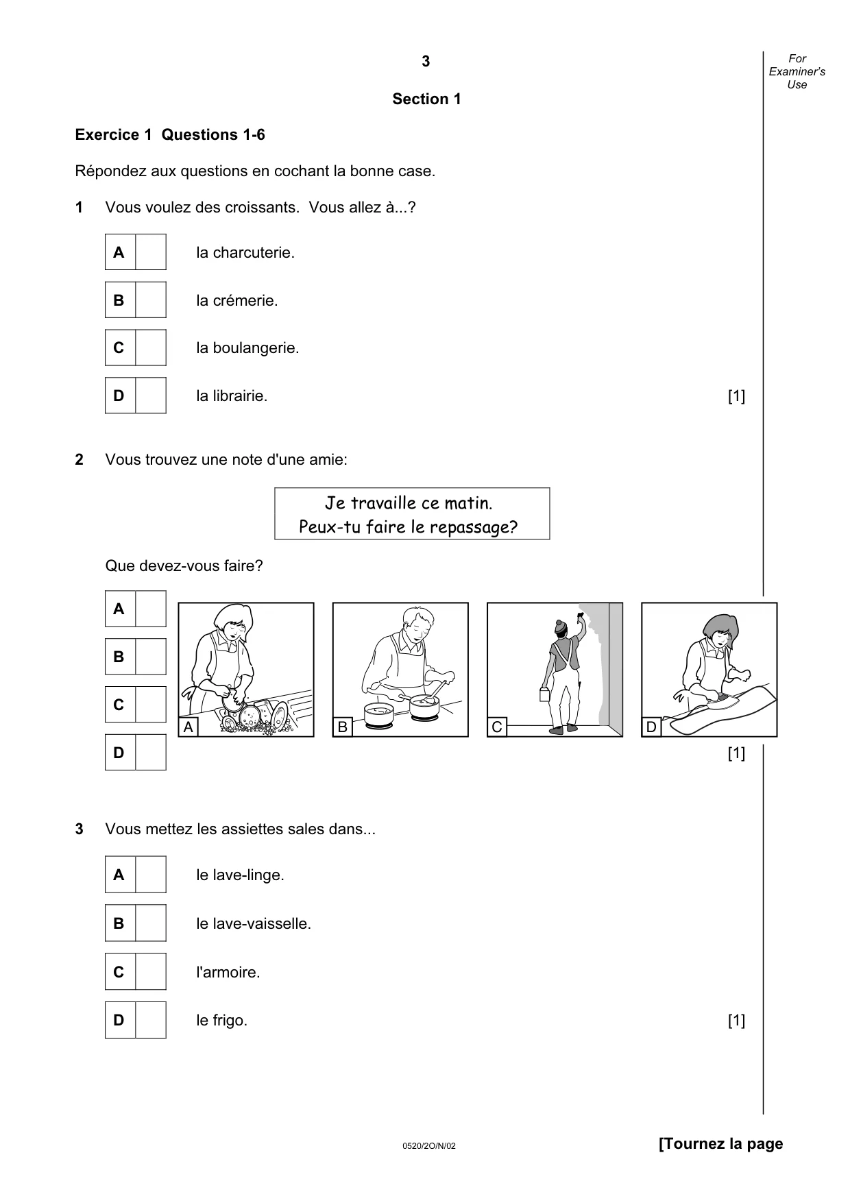 Cambridge IGCSE French - Foreign Language 0520 2002 Oct/Nov Paper 2 · Variant 1 question paper, page 3 of 16