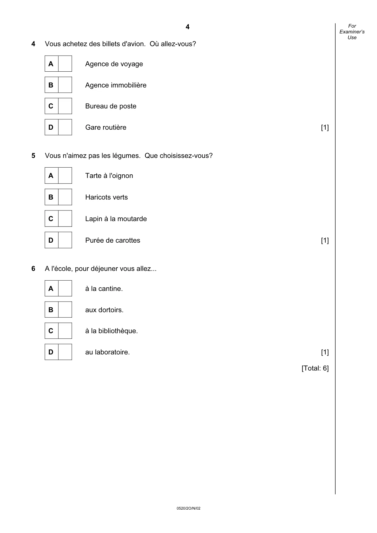 Cambridge IGCSE French - Foreign Language 0520 2002 Oct/Nov Paper 2 · Variant 1 question paper, page 4 of 16