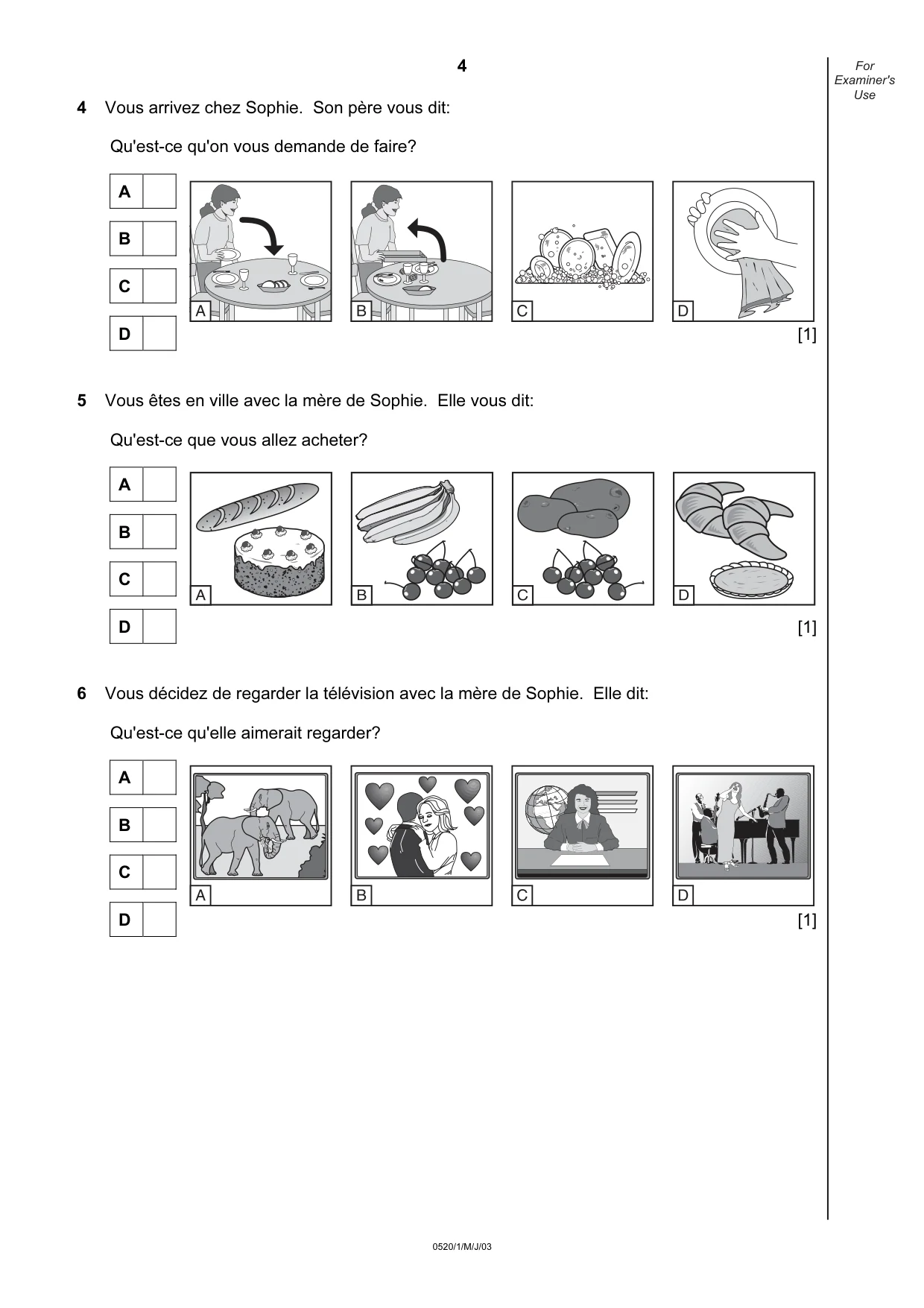 Cambridge IGCSE French - Foreign Language 0520 2003 May/June Paper 1 · Variant 1 question paper, page 4 of 12