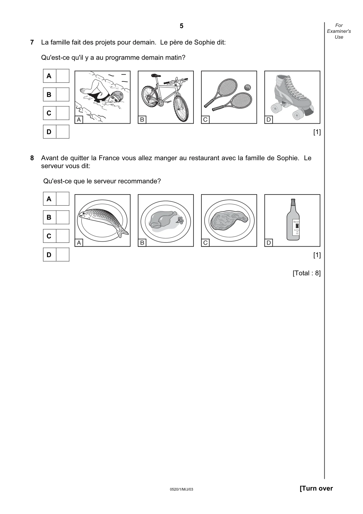 Cambridge IGCSE French - Foreign Language 0520 2003 May/June Paper 1 · Variant 1 question paper, page 5 of 12