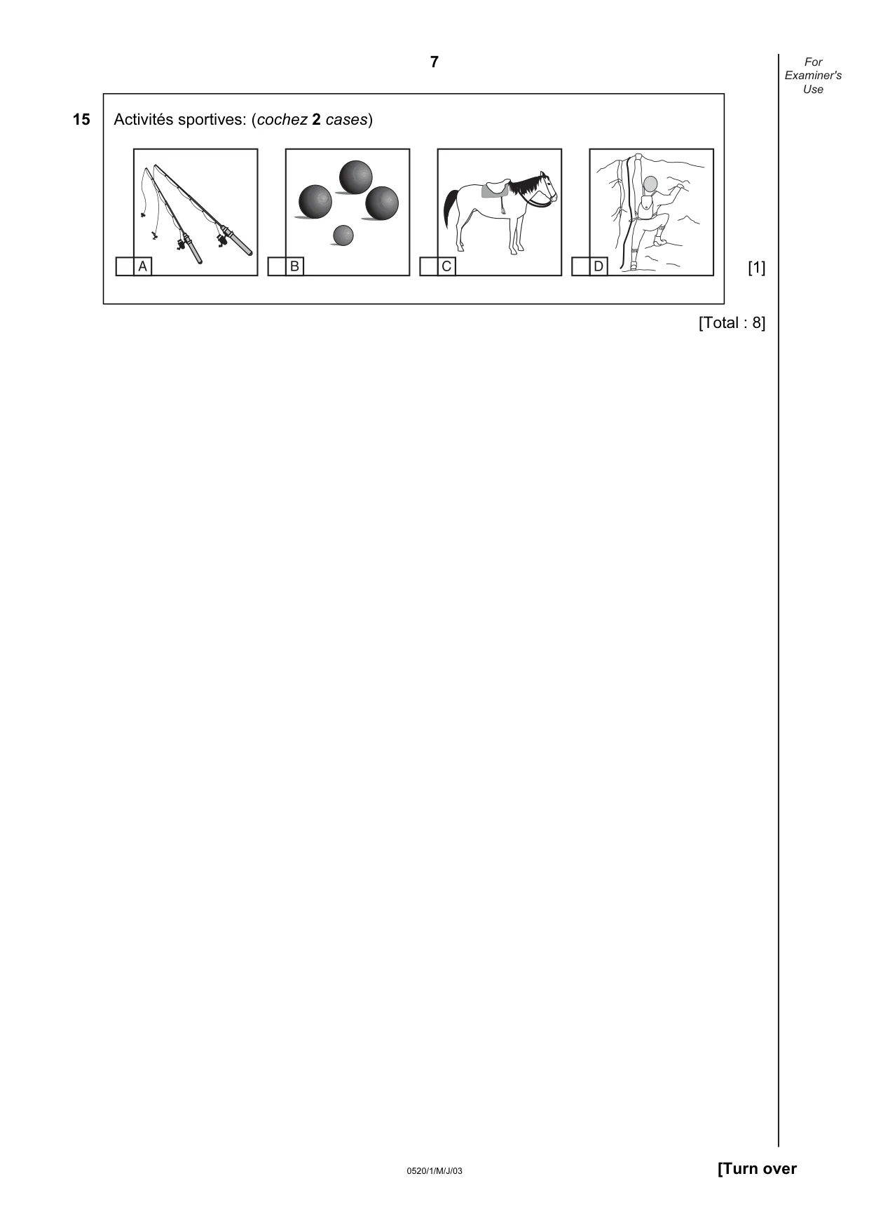 Cambridge IGCSE French - Foreign Language 0520 2003 May/June Paper 1 · Variant 1 question paper, page 7 of 12