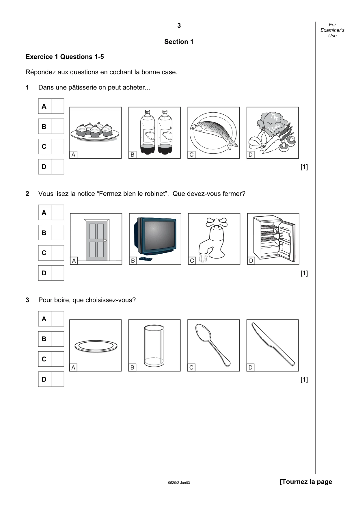 Cambridge IGCSE French - Foreign Language 0520 2003 May/June Paper 2 · Variant 1 question paper, page 3 of 16