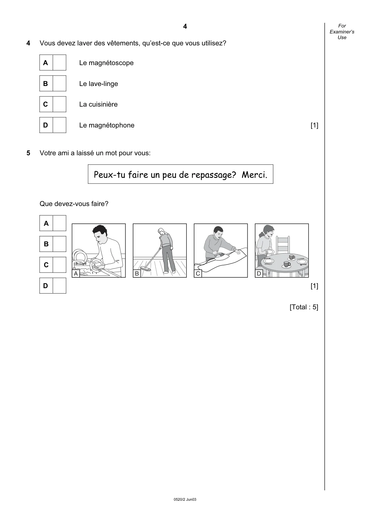Cambridge IGCSE French - Foreign Language 0520 2003 May/June Paper 2 · Variant 1 question paper, page 4 of 16
