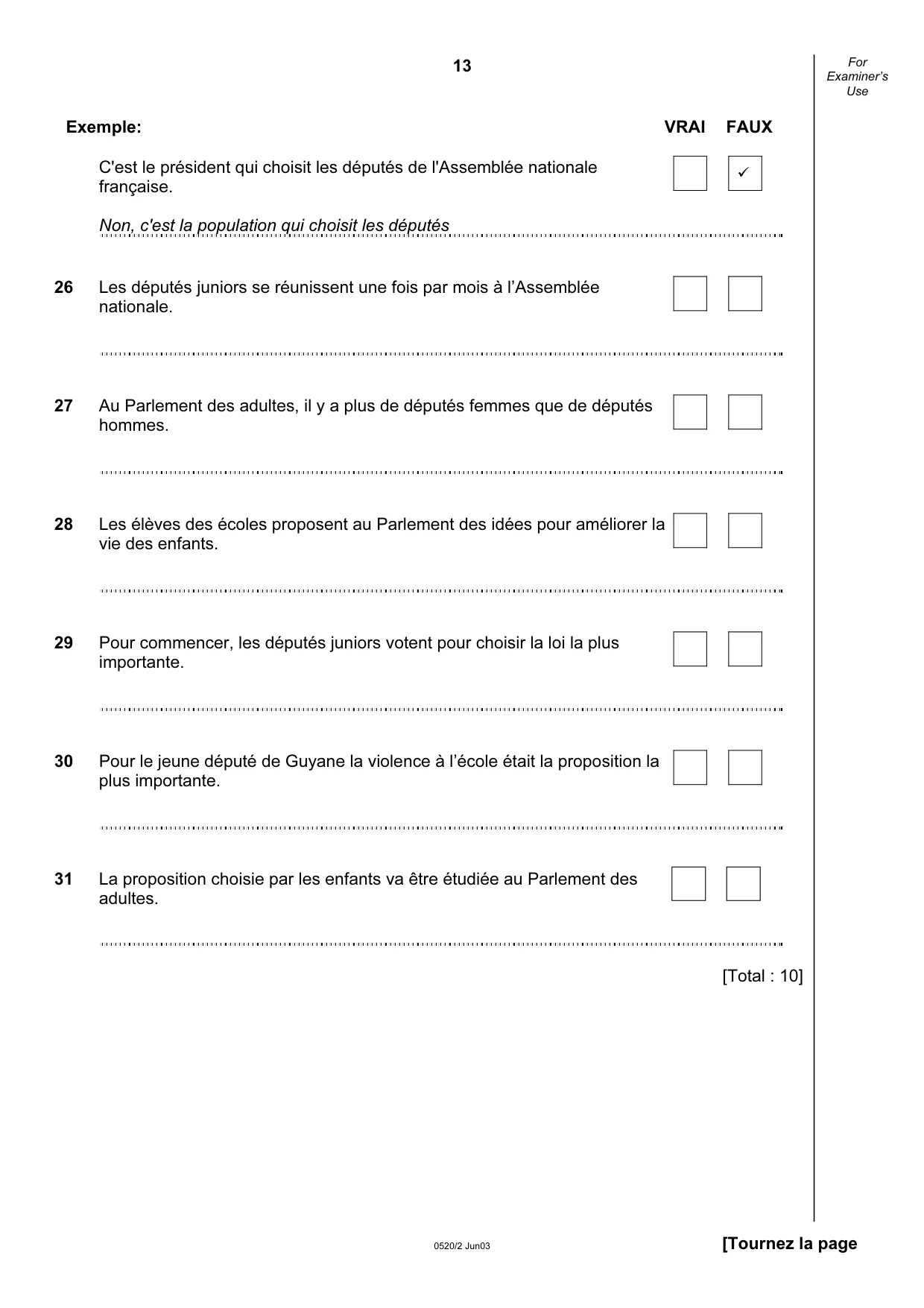 Cambridge IGCSE French - Foreign Language 0520 2003 May/June Paper 2 · Variant 1 question paper, page 13 of 16
