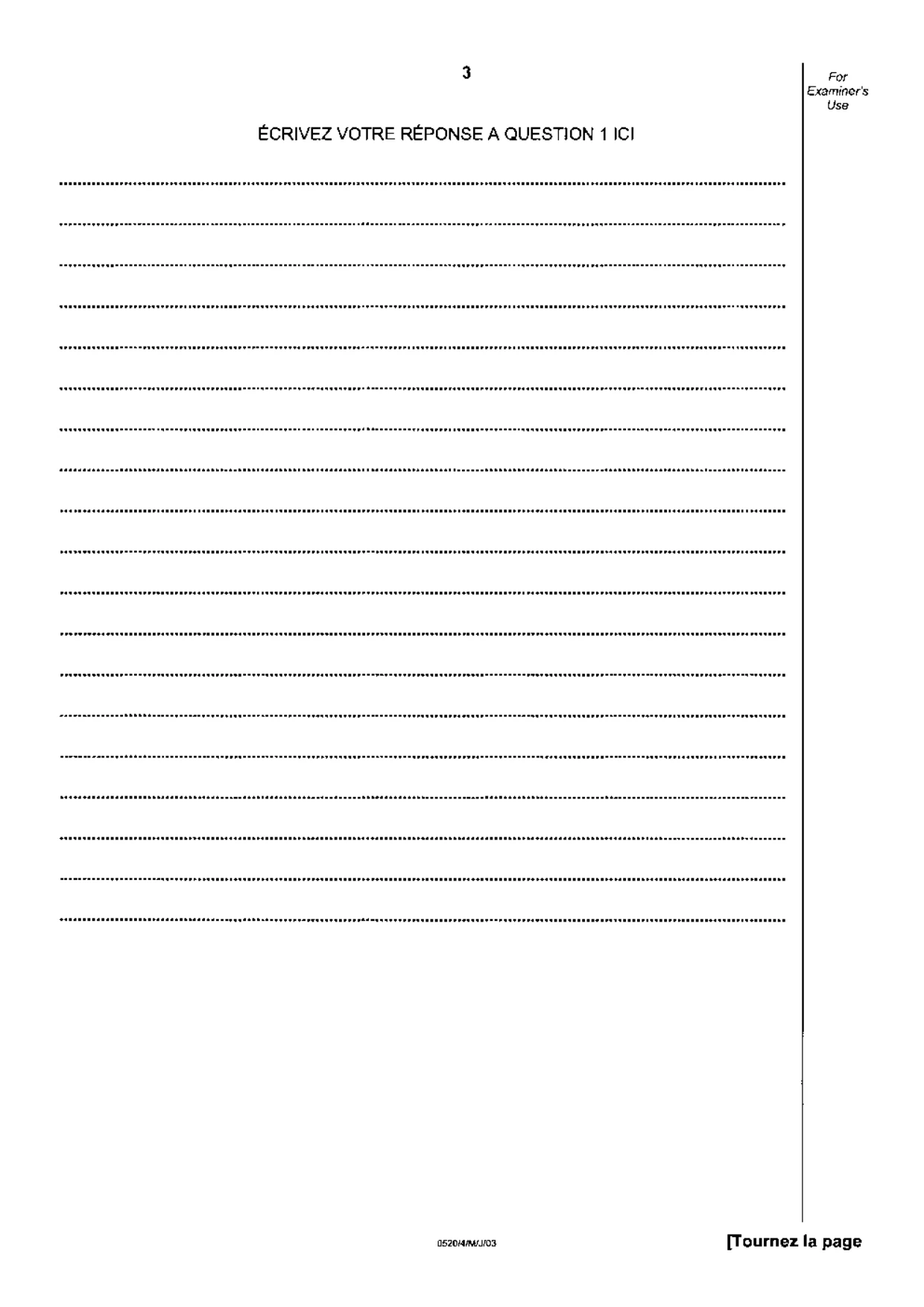 Cambridge IGCSE French - Foreign Language 0520 2003 May/June Paper 4 · Variant 1 question paper, page 3 of 4