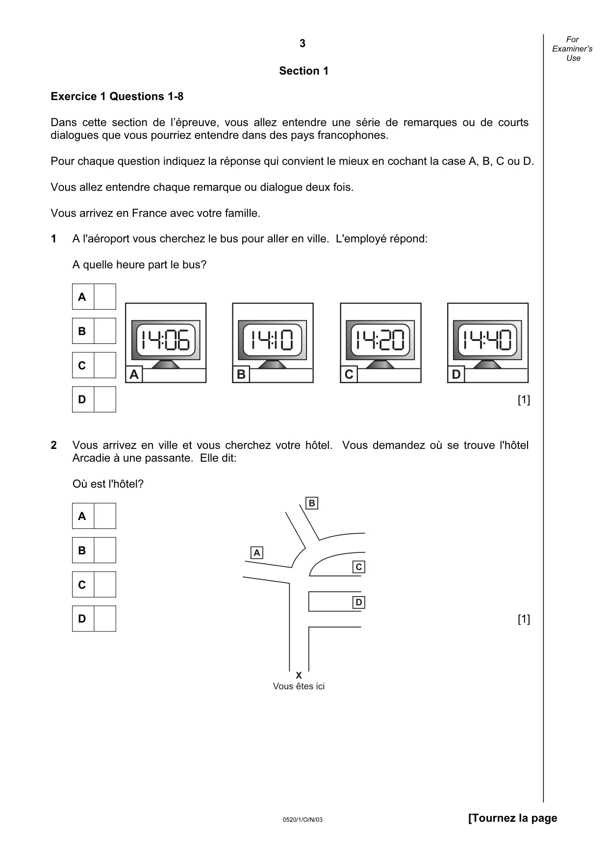 Cambridge IGCSE French - Foreign Language 0520 2003 Oct/Nov Paper 1 · Variant 1 question paper, page 3 of 12