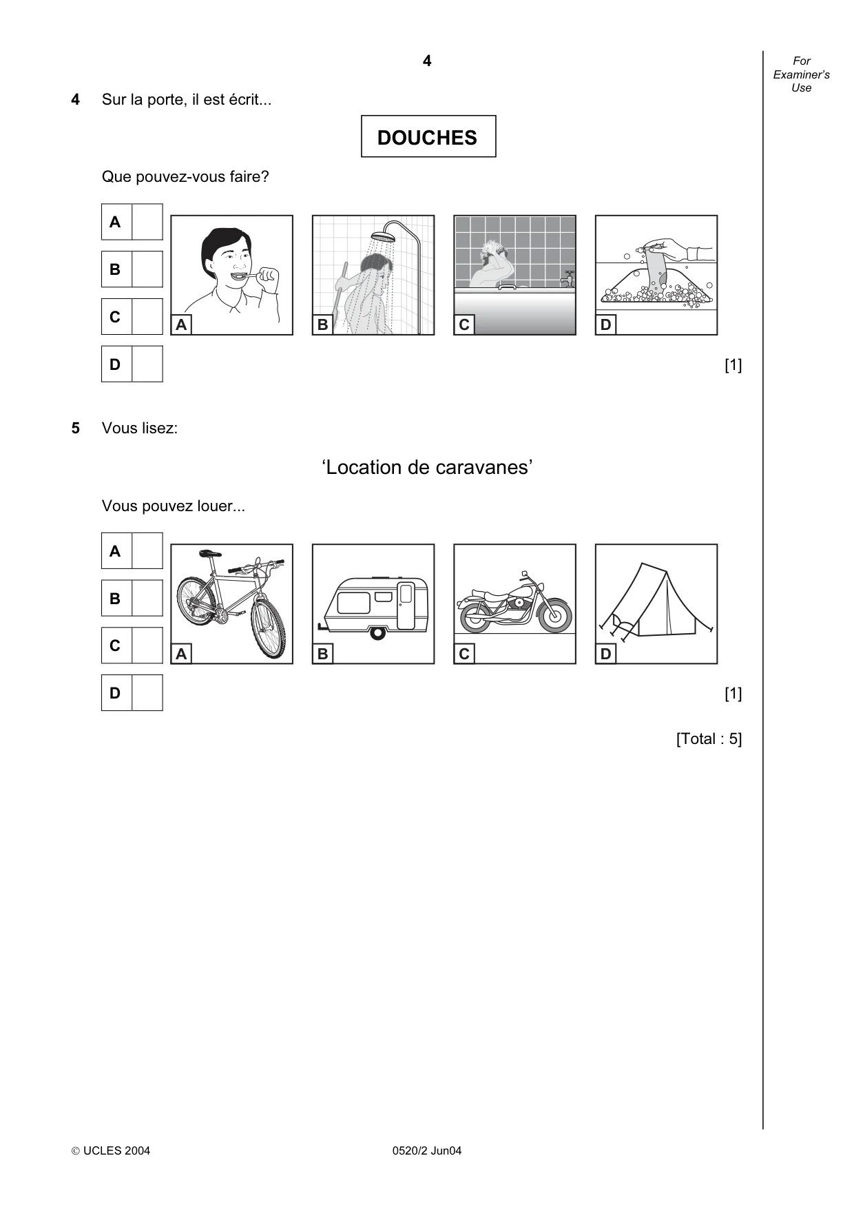 Cambridge IGCSE French - Foreign Language 0520 2004 May/June Paper 2 · Variant 1 question paper, page 4 of 16
