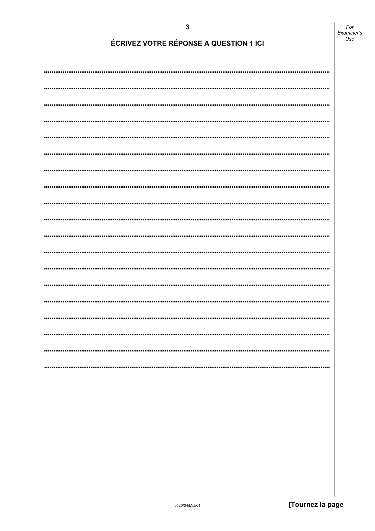 Cambridge IGCSE French - Foreign Language 0520 2004 May/June Paper 4 · Variant 1 question paper, page 3 of 4