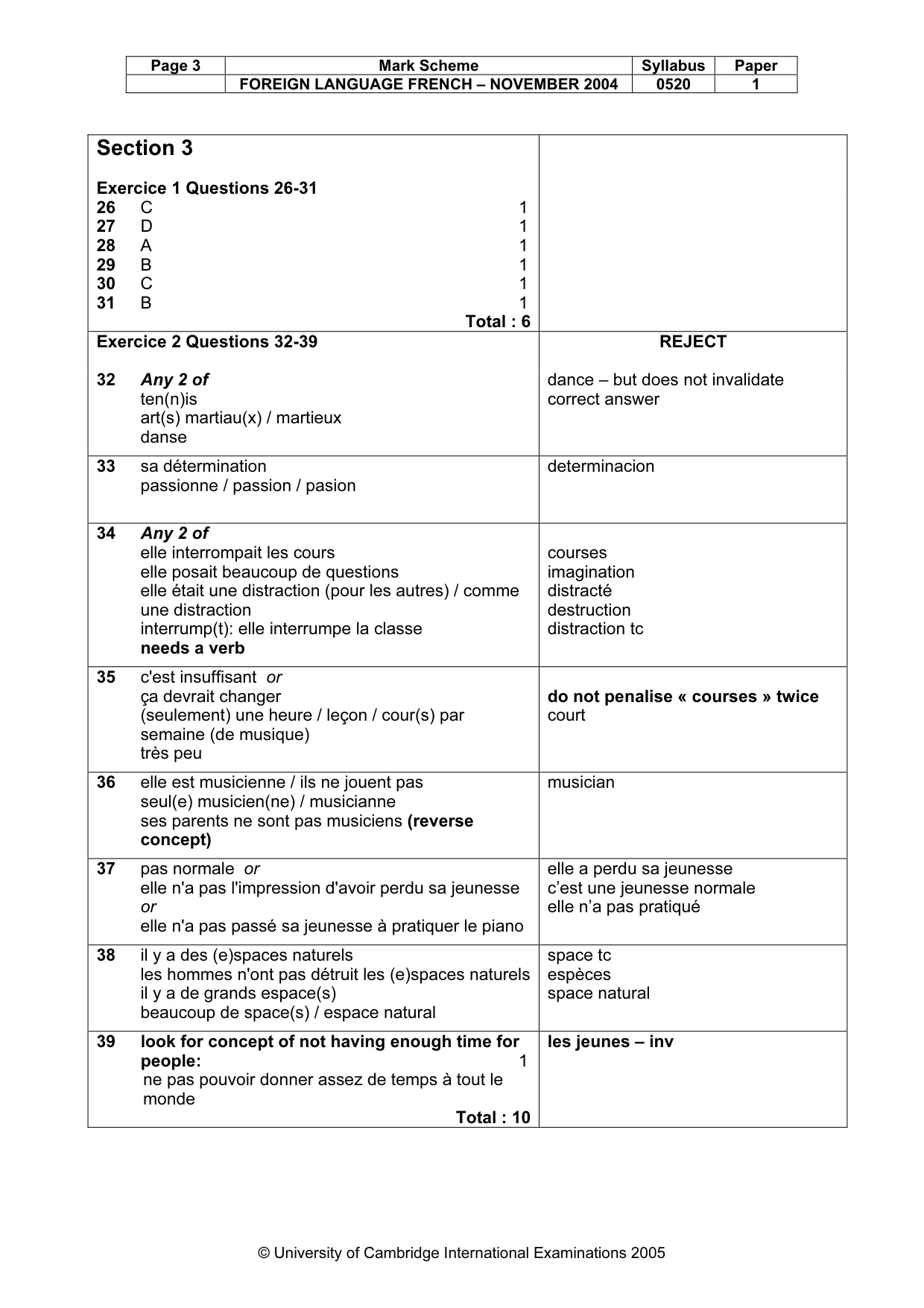 Mark scheme, page 5 of 5