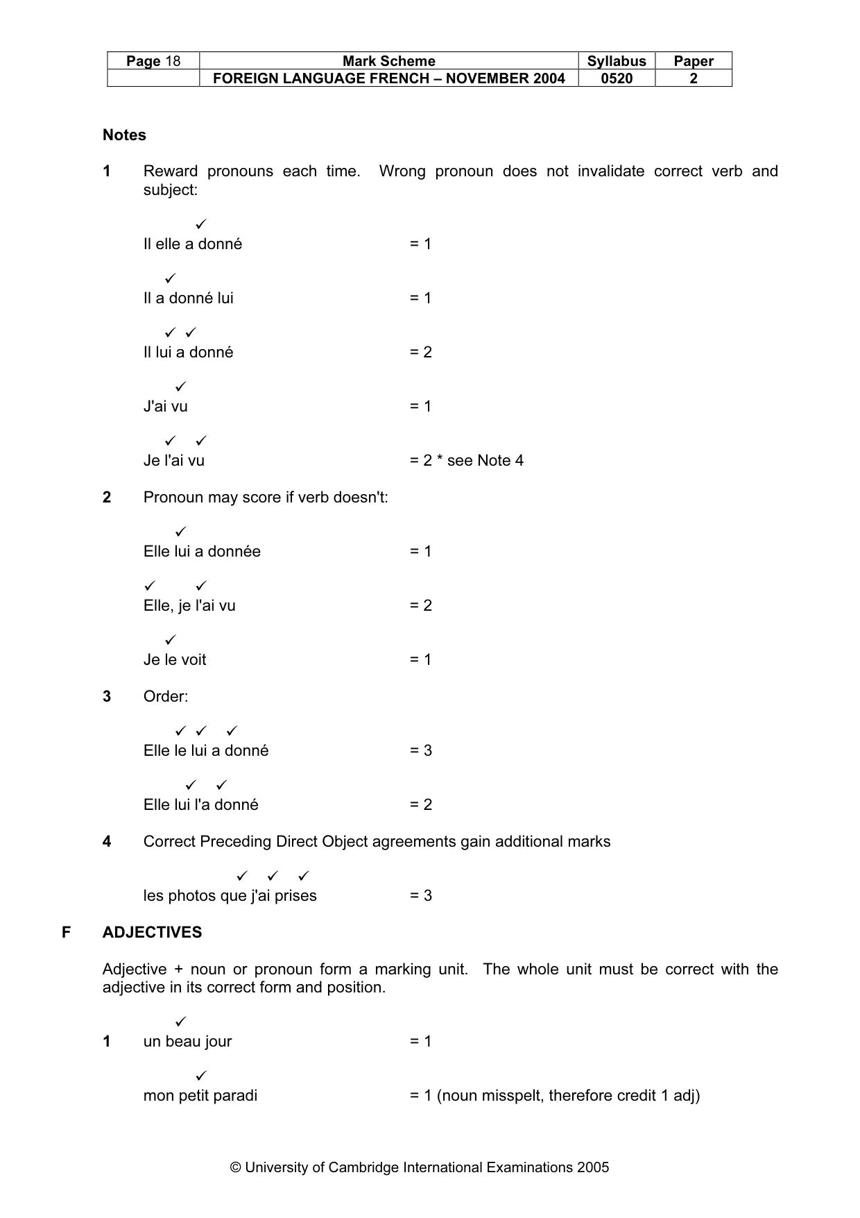 Mark scheme, page 20 of 31