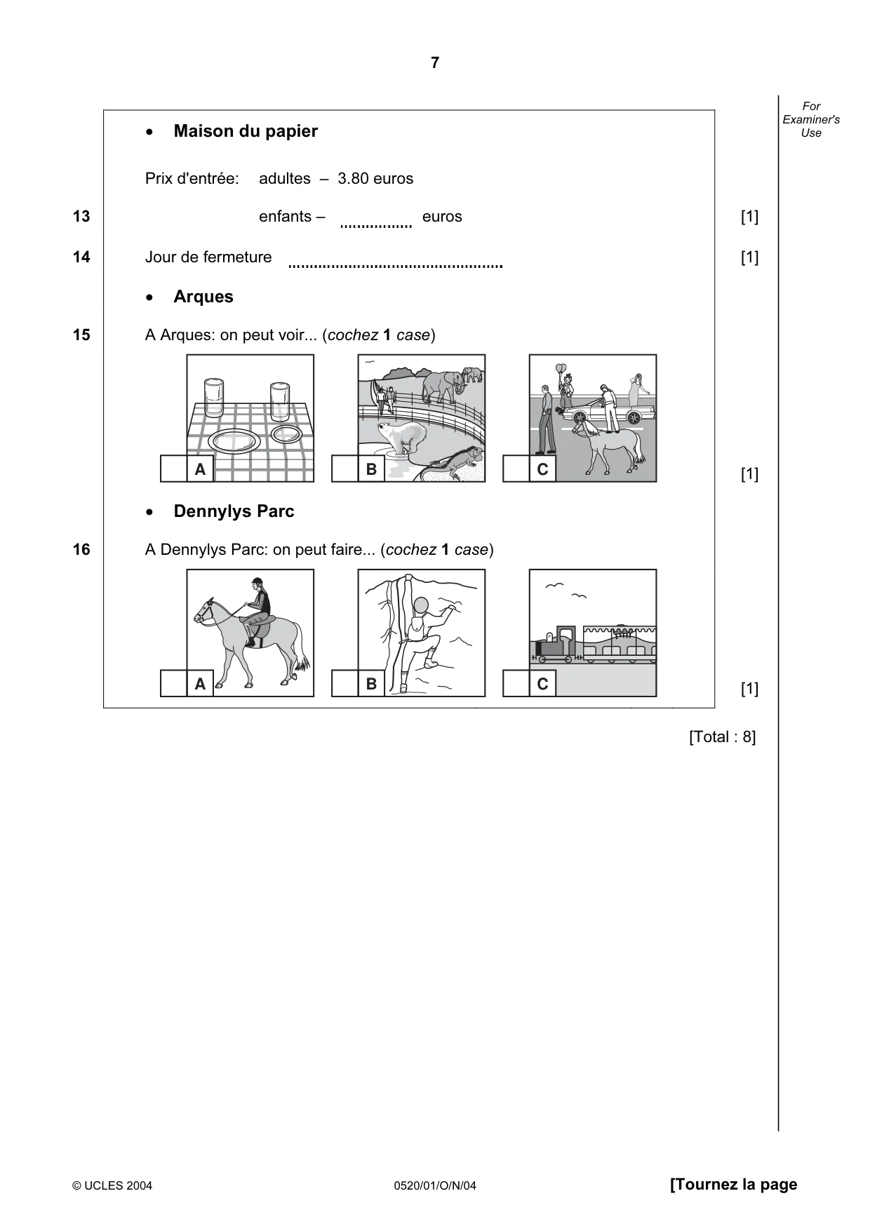 Cambridge IGCSE French - Foreign Language 0520 2004 Oct/Nov Paper 1 · Variant 1 question paper, page 7 of 12
