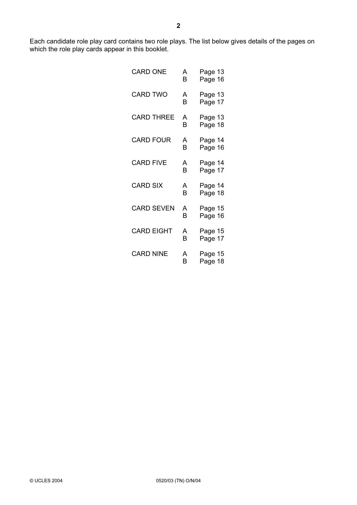 Cambridge IGCSE French - Foreign Language 0520 2004 Oct/Nov Paper 3 · Variant 1 question paper, page 2 of 20