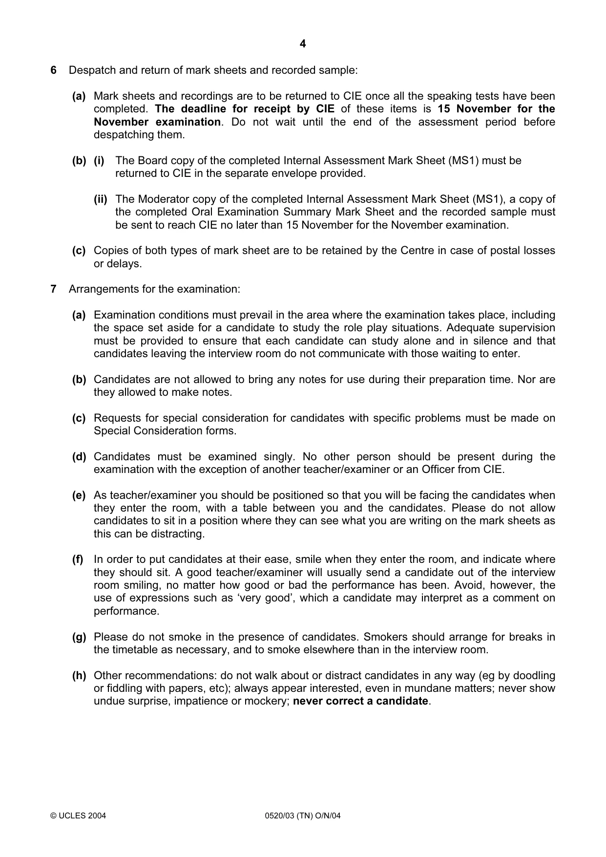 Cambridge IGCSE French - Foreign Language 0520 2004 Oct/Nov Paper 3 · Variant 1 question paper, page 4 of 20