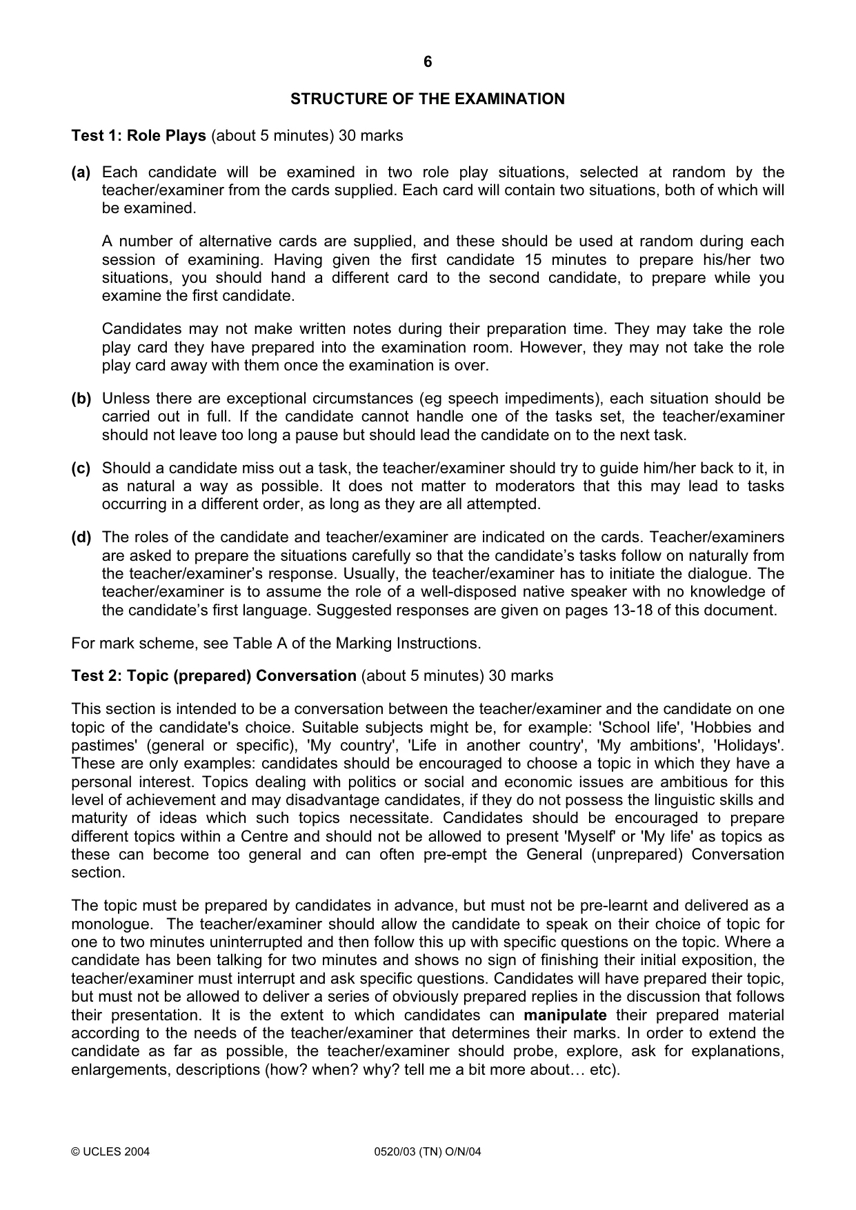 Cambridge IGCSE French - Foreign Language 0520 2004 Oct/Nov Paper 3 · Variant 1 question paper, page 6 of 20