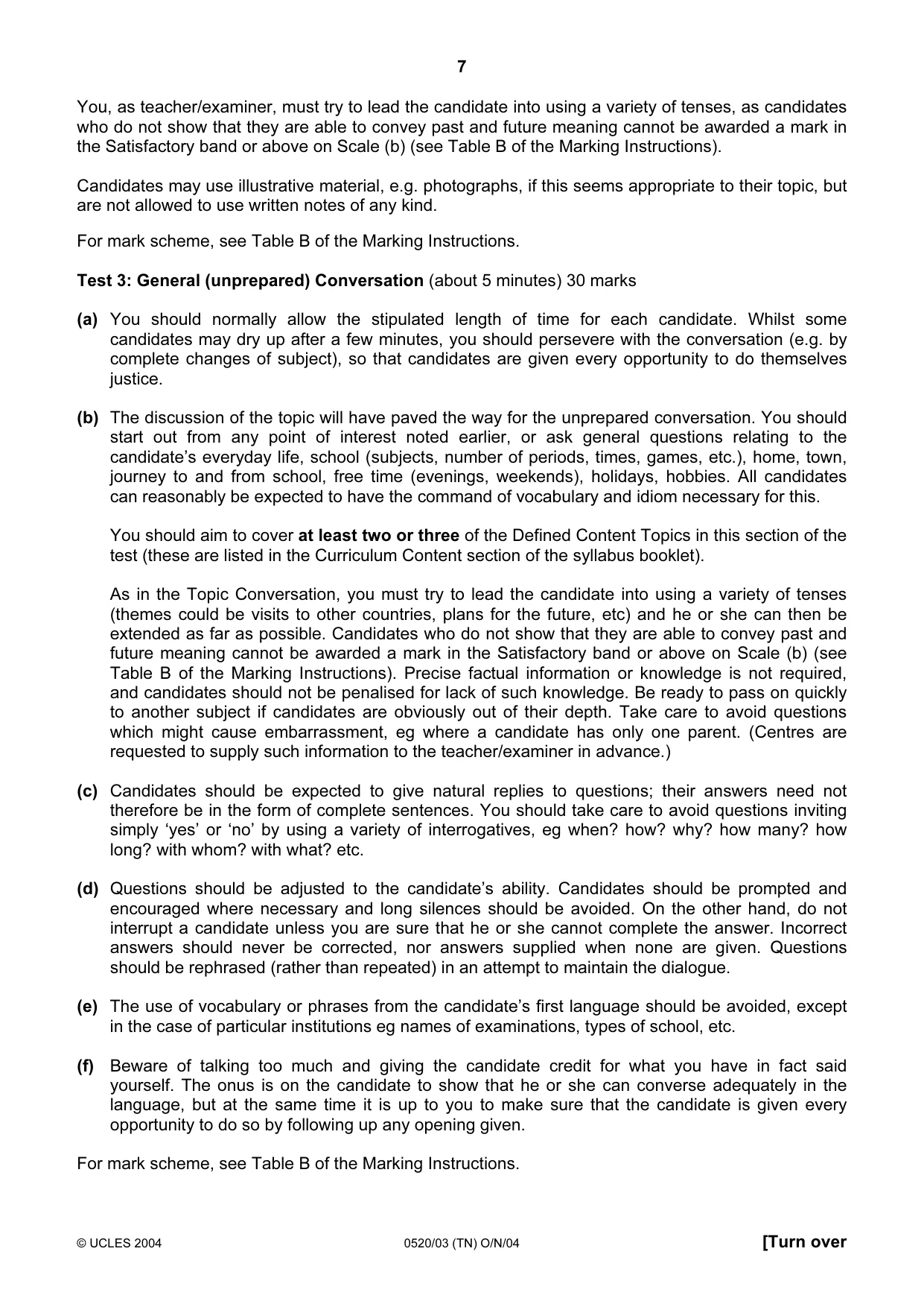 Cambridge IGCSE French - Foreign Language 0520 2004 Oct/Nov Paper 3 · Variant 1 question paper, page 7 of 20