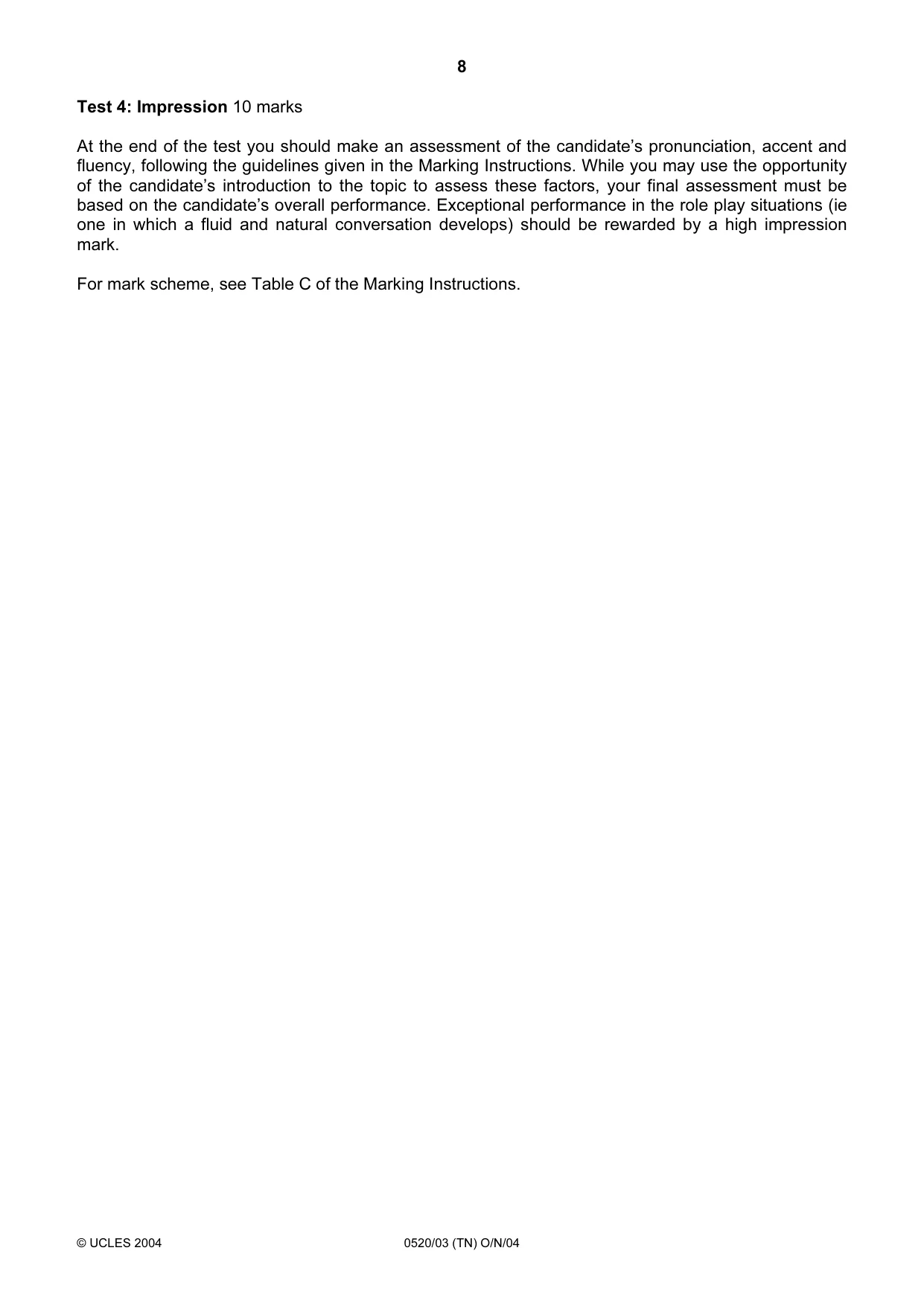 Cambridge IGCSE French - Foreign Language 0520 2004 Oct/Nov Paper 3 · Variant 1 question paper, page 8 of 20