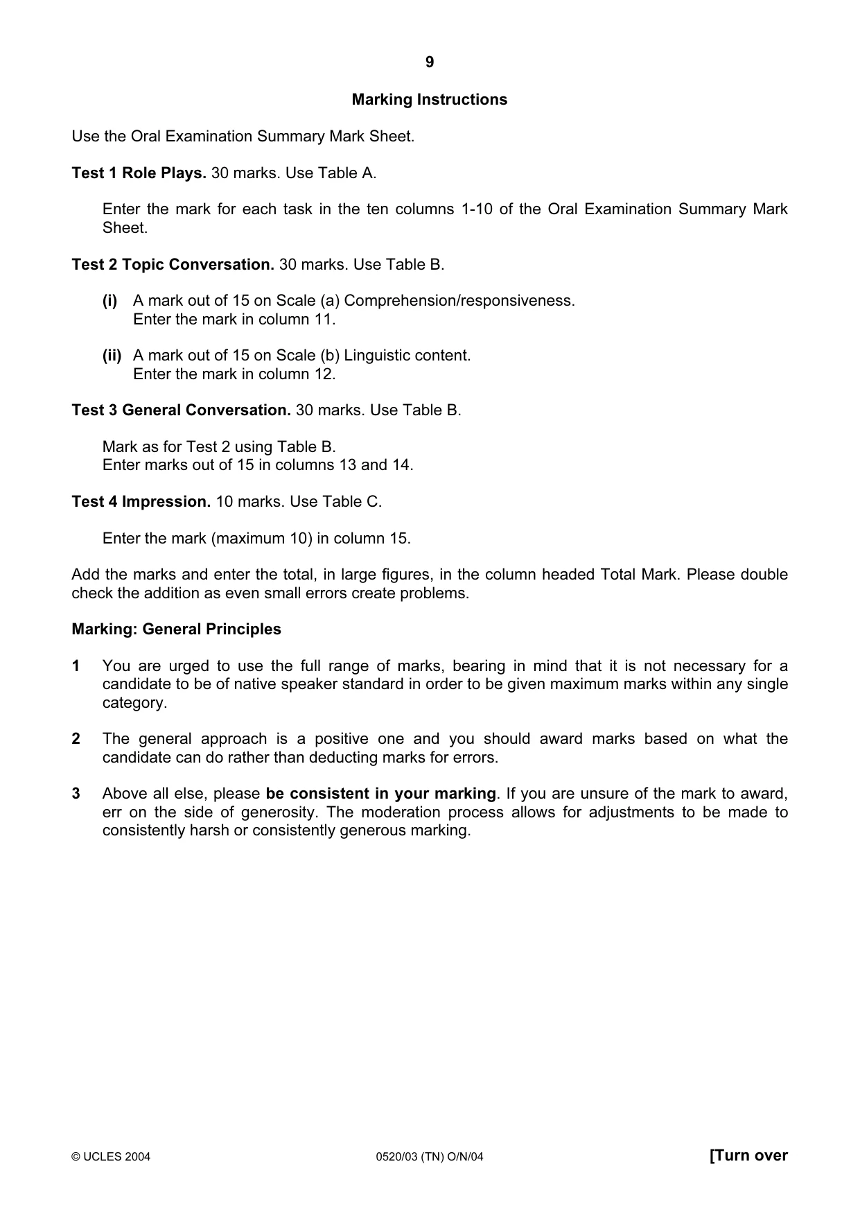 Cambridge IGCSE French - Foreign Language 0520 2004 Oct/Nov Paper 3 · Variant 1 question paper, page 9 of 20