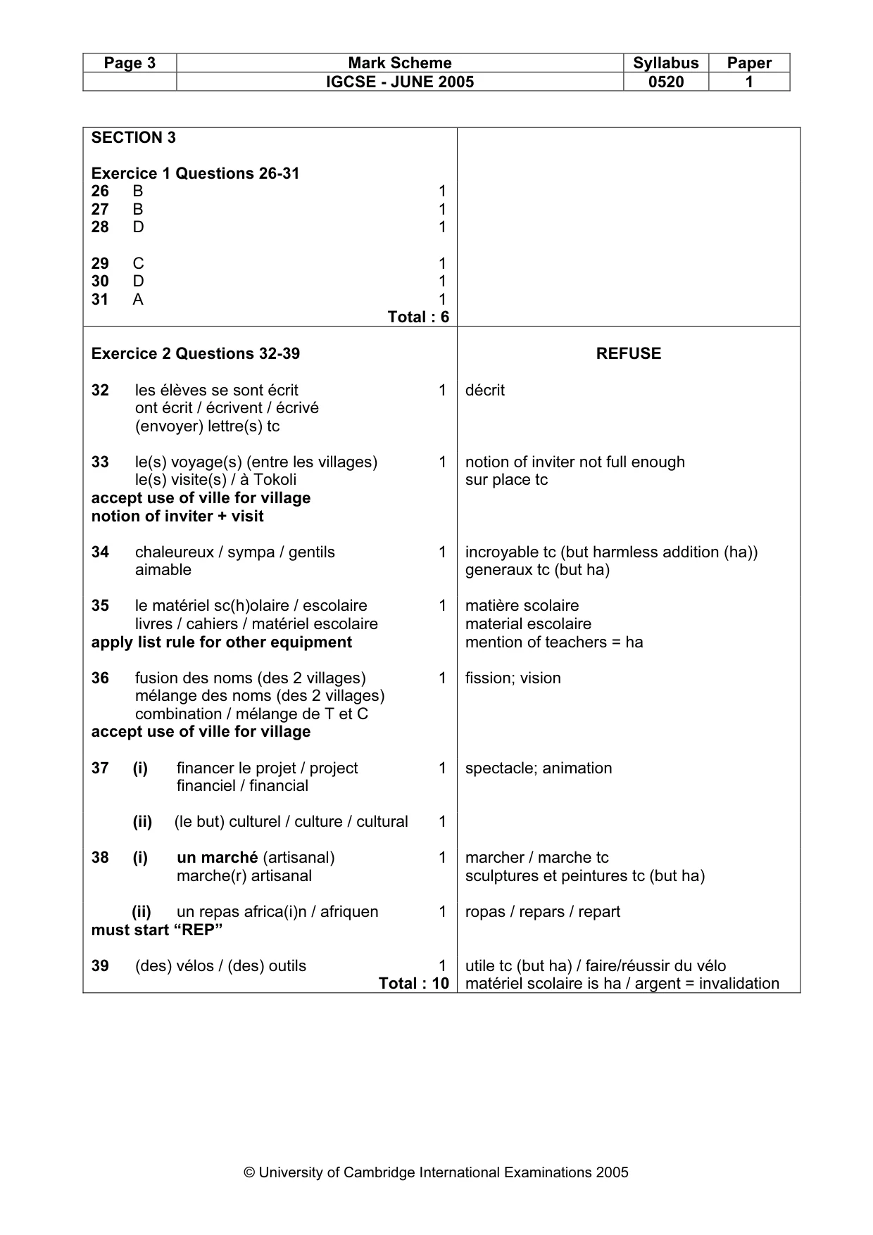Mark scheme, page 5 of 5
