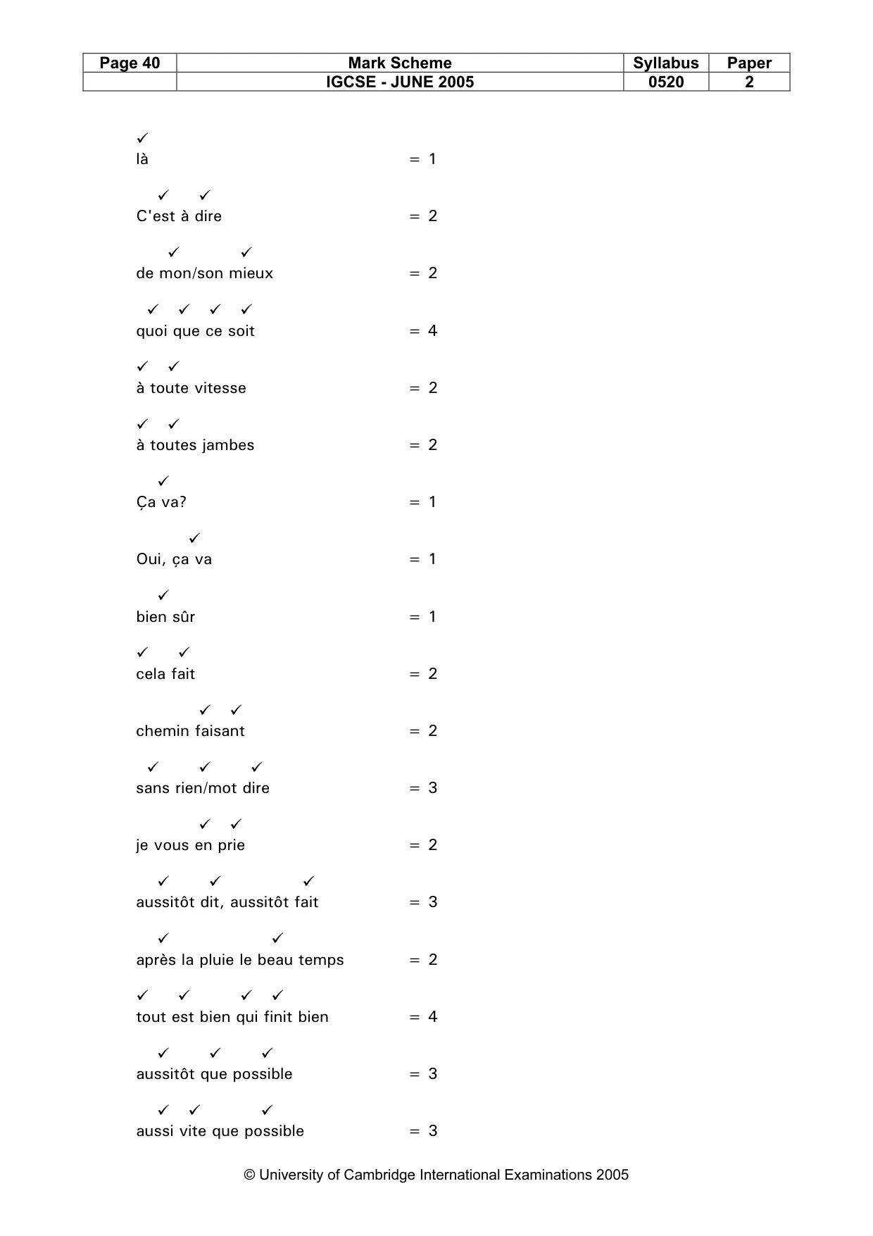 Mark scheme, page 42 of 45
