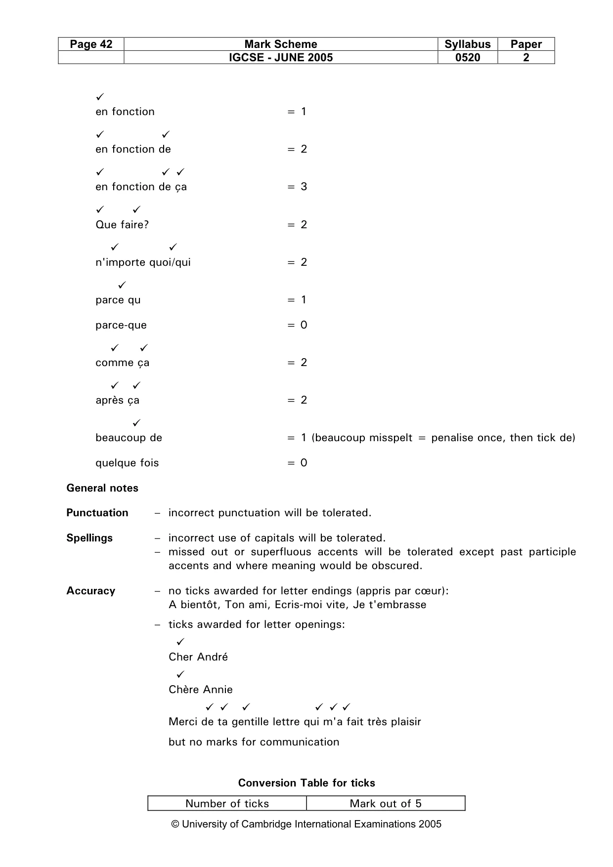 Mark scheme, page 44 of 45