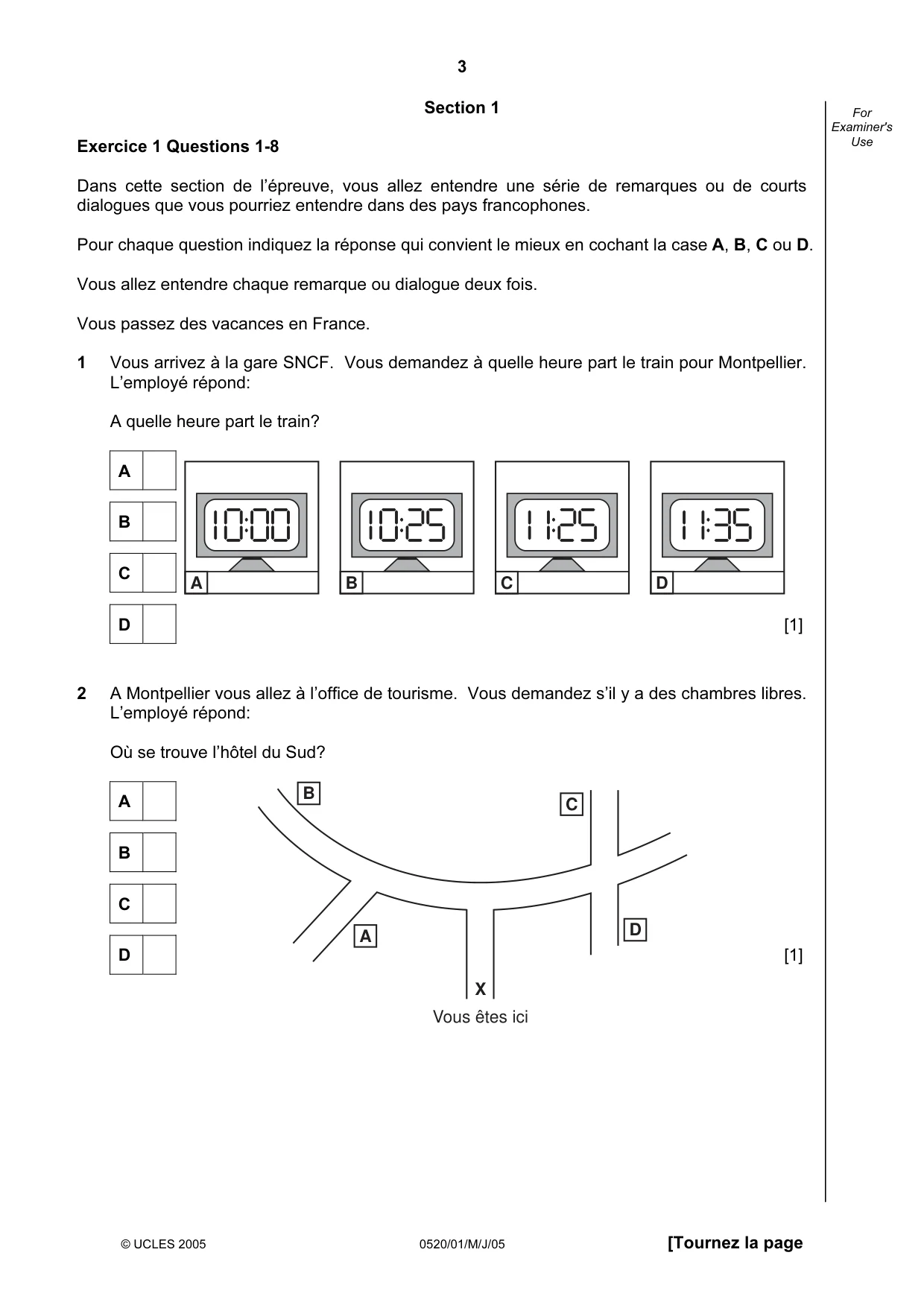 Cambridge IGCSE French - Foreign Language 0520 2005 May/June Paper 1 · Variant 1 question paper, page 3 of 12