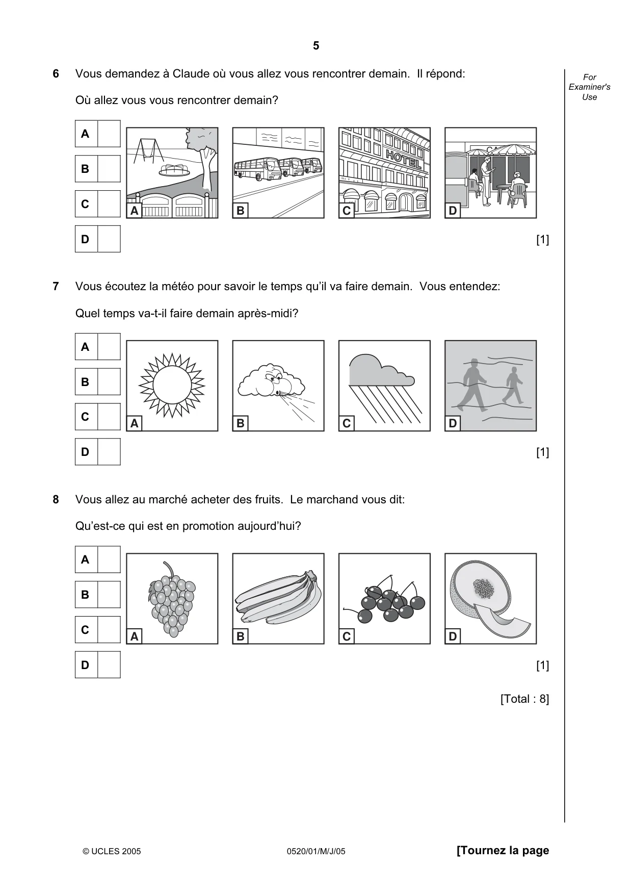 Cambridge IGCSE French - Foreign Language 0520 2005 May/June Paper 1 · Variant 1 question paper, page 5 of 12