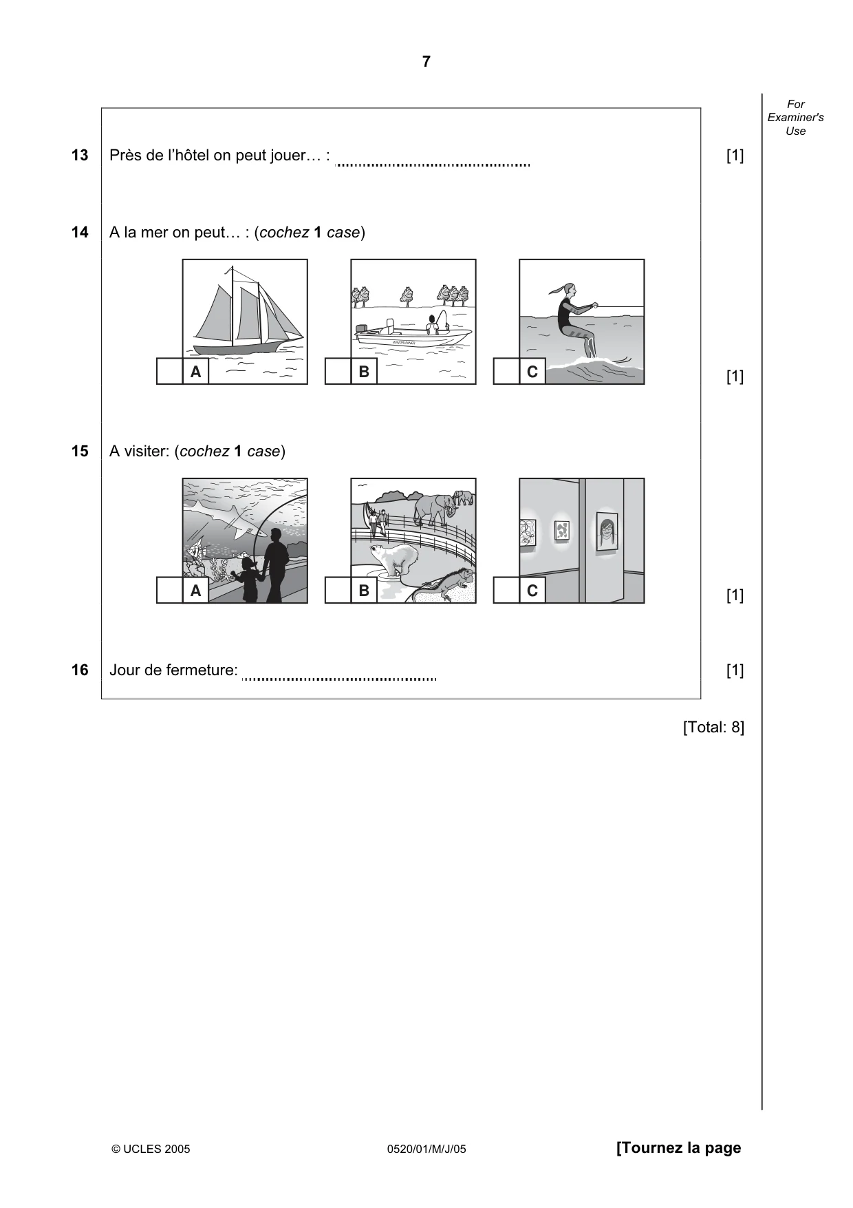 Cambridge IGCSE French - Foreign Language 0520 2005 May/June Paper 1 · Variant 1 question paper, page 7 of 12