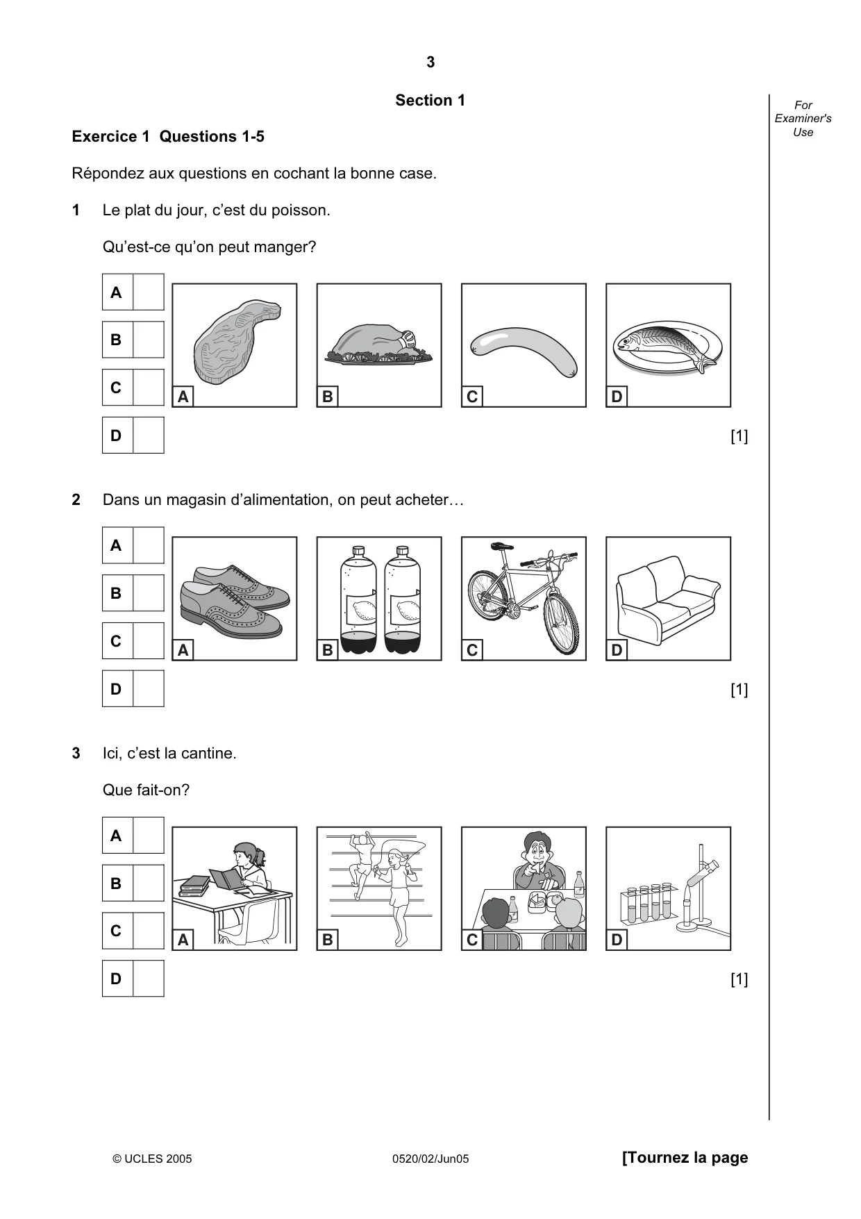 Cambridge IGCSE French - Foreign Language 0520 2005 May/June Paper 2 · Variant 1 question paper, page 3 of 16