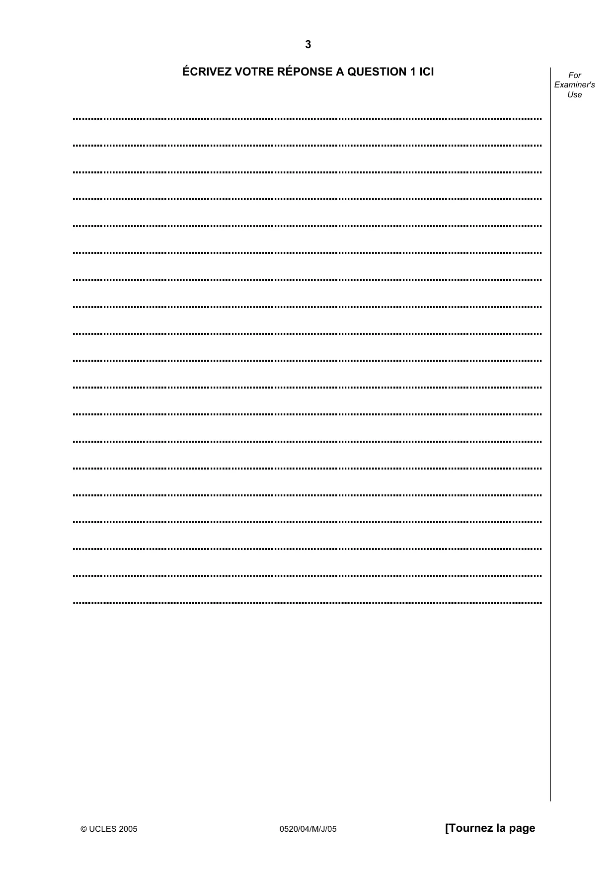 Cambridge IGCSE French - Foreign Language 0520 2005 May/June Paper 4 · Variant 1 question paper, page 3 of 4