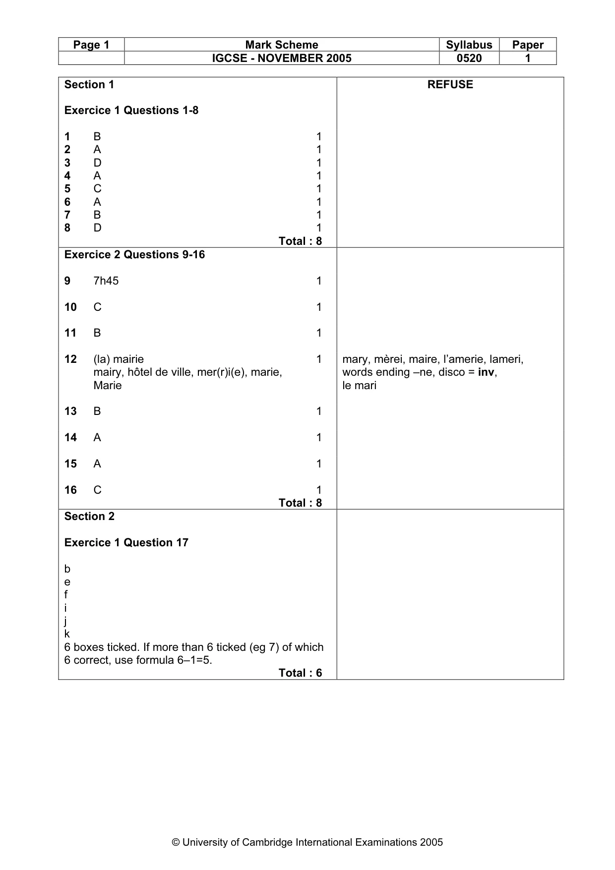 Mark scheme, page 2 of 4