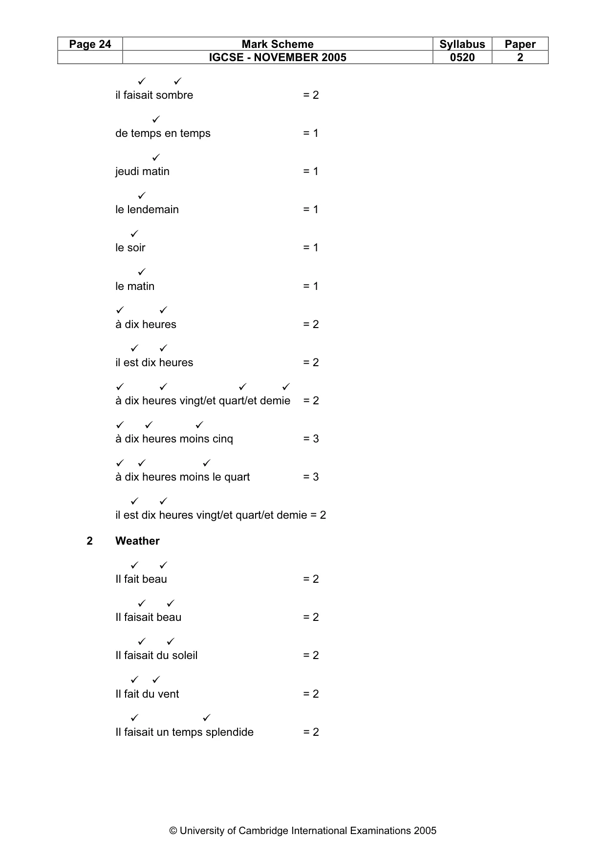 Mark scheme, page 25 of 30