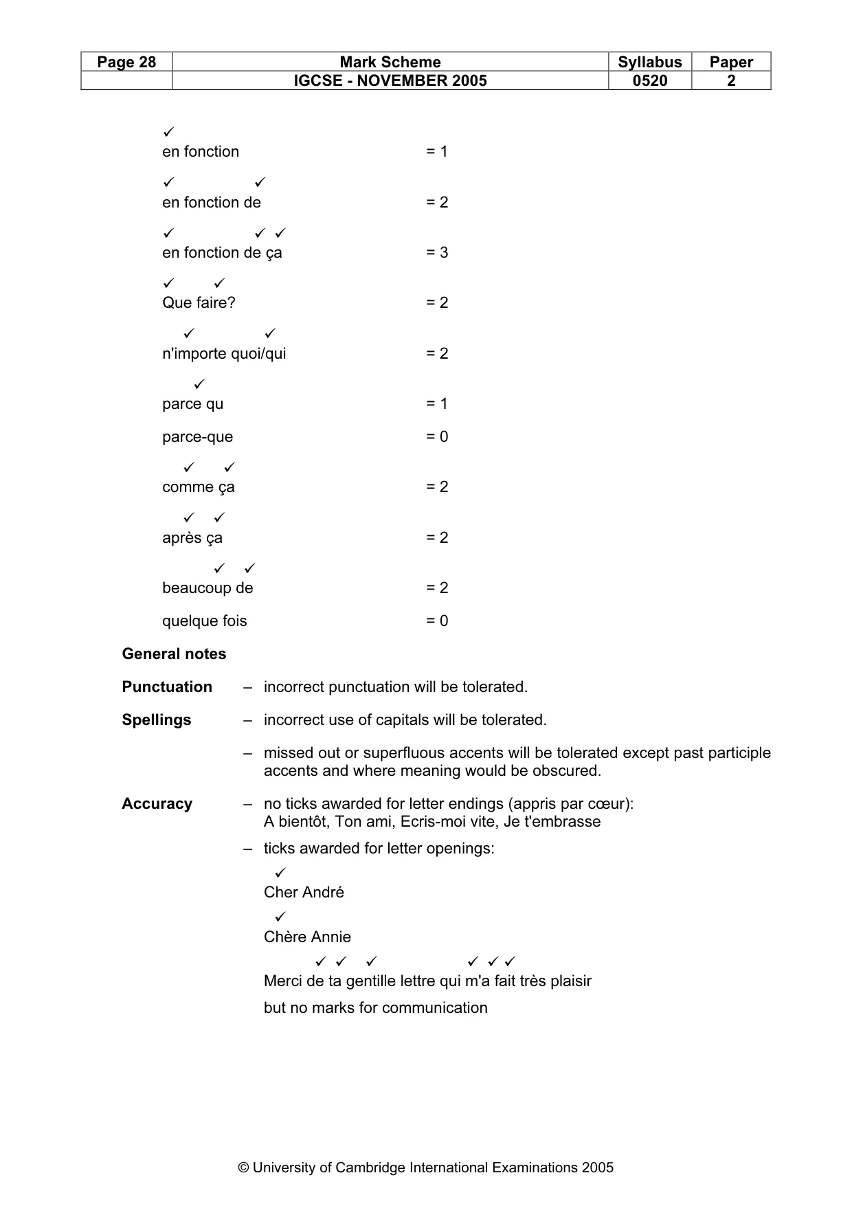 Mark scheme, page 29 of 30