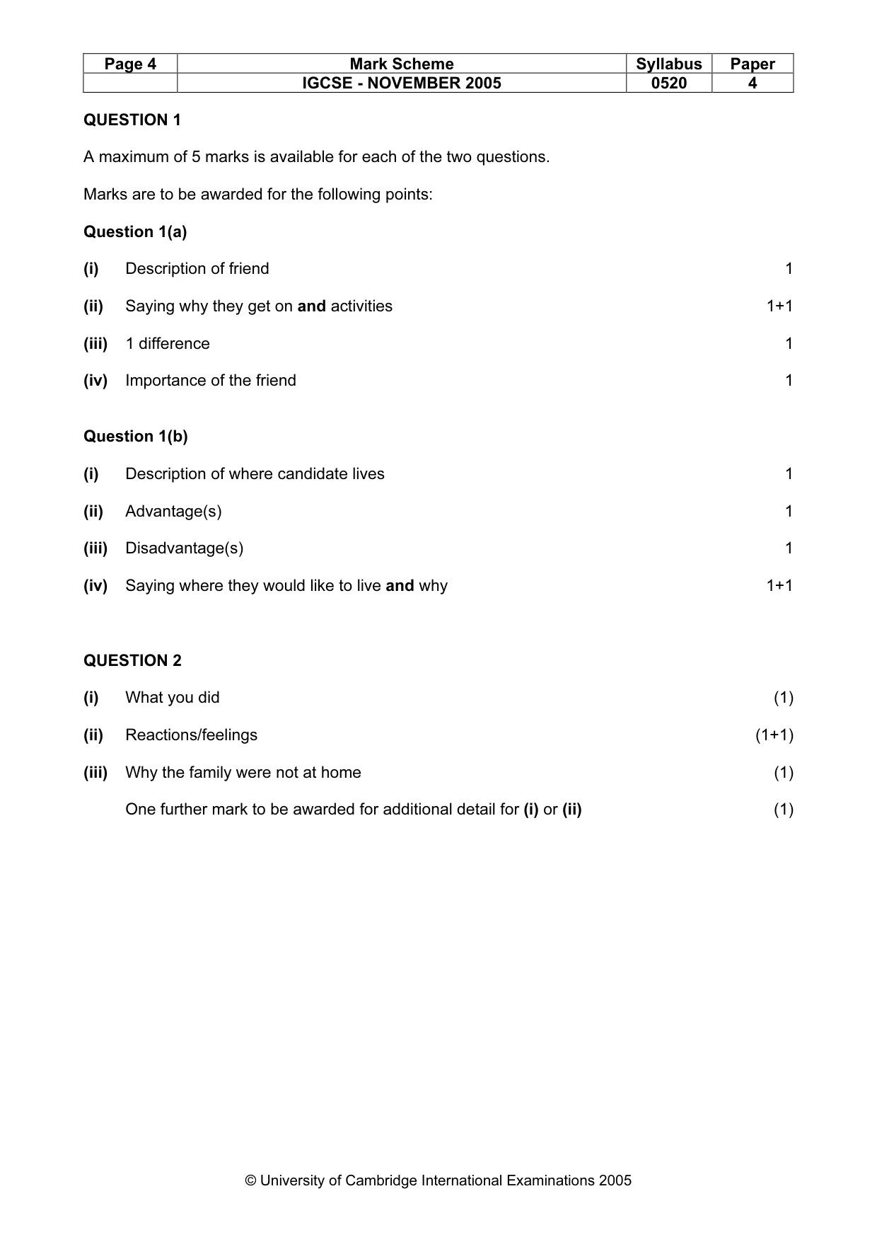Mark scheme, page 5 of 16