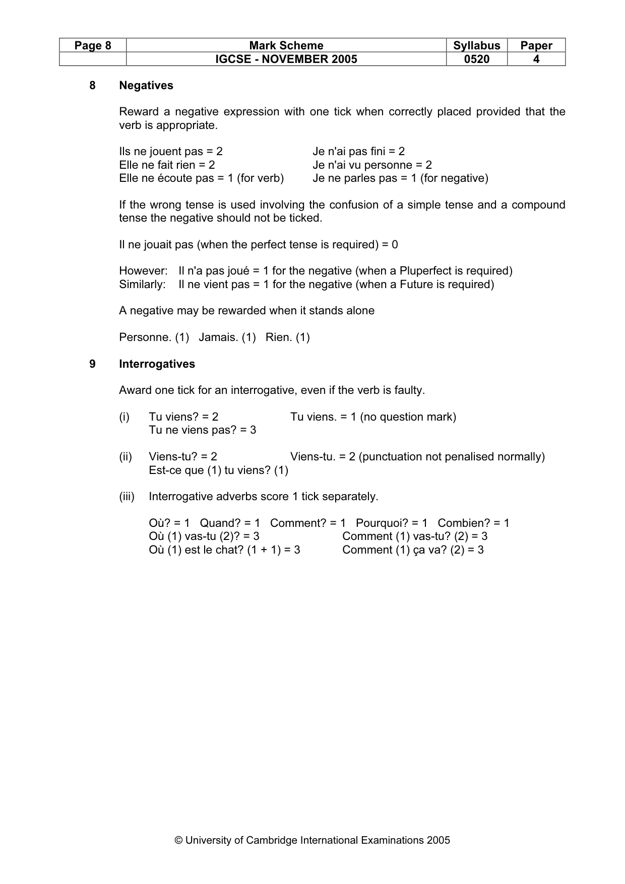 Mark scheme, page 9 of 16