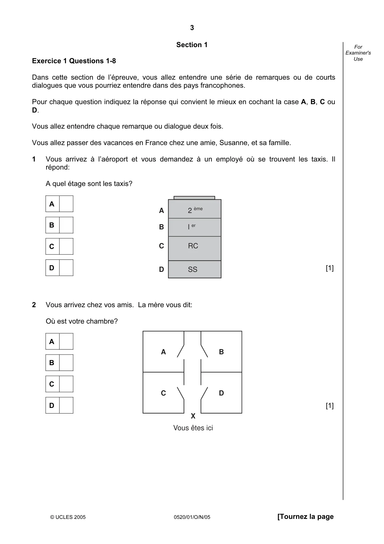 Cambridge IGCSE French - Foreign Language 0520 2005 Oct/Nov Paper 1 · Variant 1 question paper, page 3 of 12