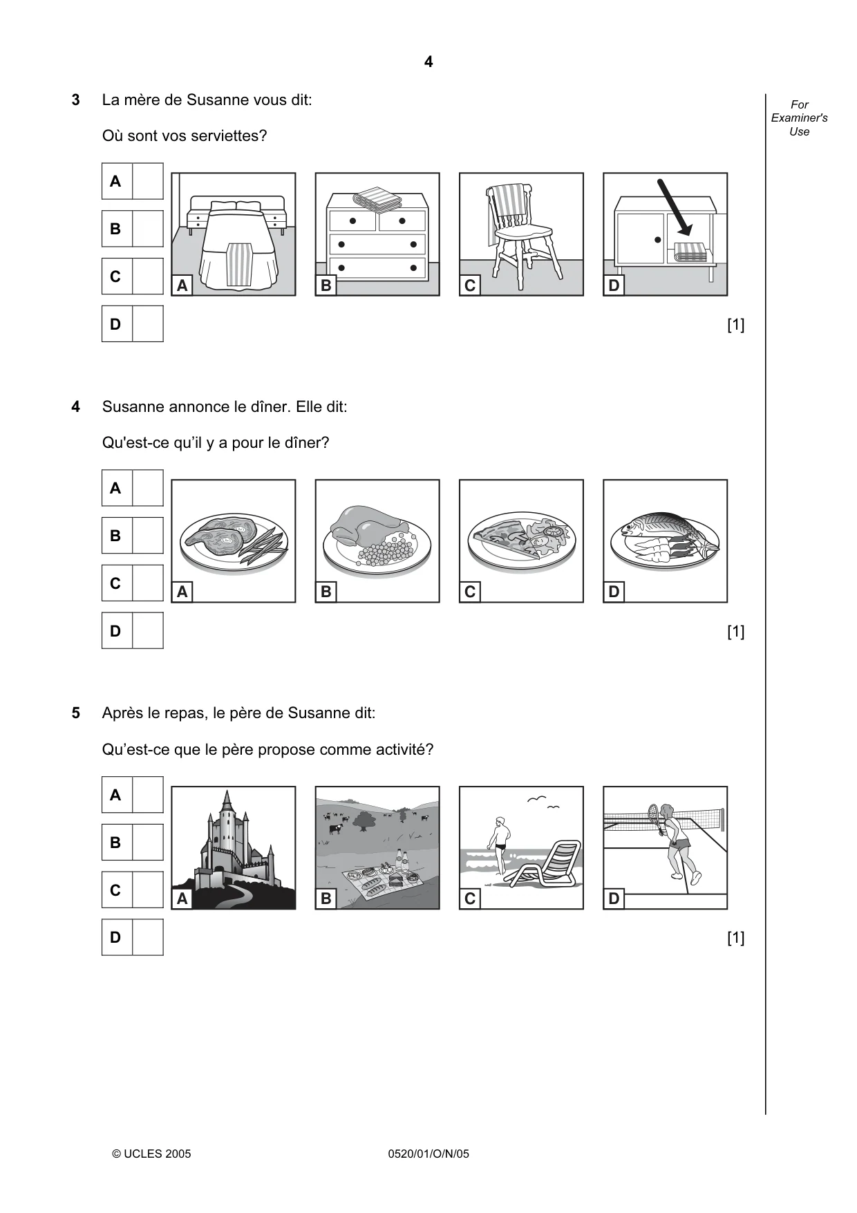 Cambridge IGCSE French - Foreign Language 0520 2005 Oct/Nov Paper 1 · Variant 1 question paper, page 4 of 12