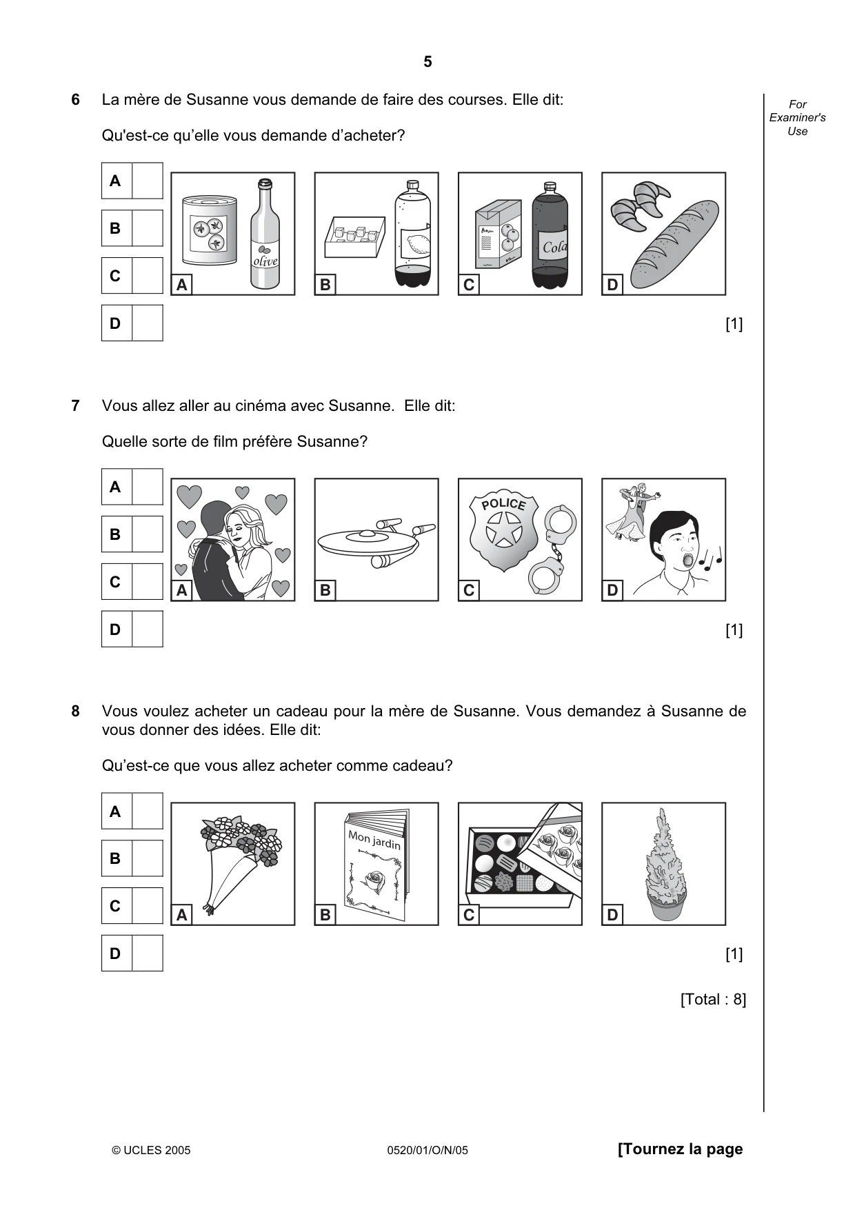 Cambridge IGCSE French - Foreign Language 0520 2005 Oct/Nov Paper 1 · Variant 1 question paper, page 5 of 12