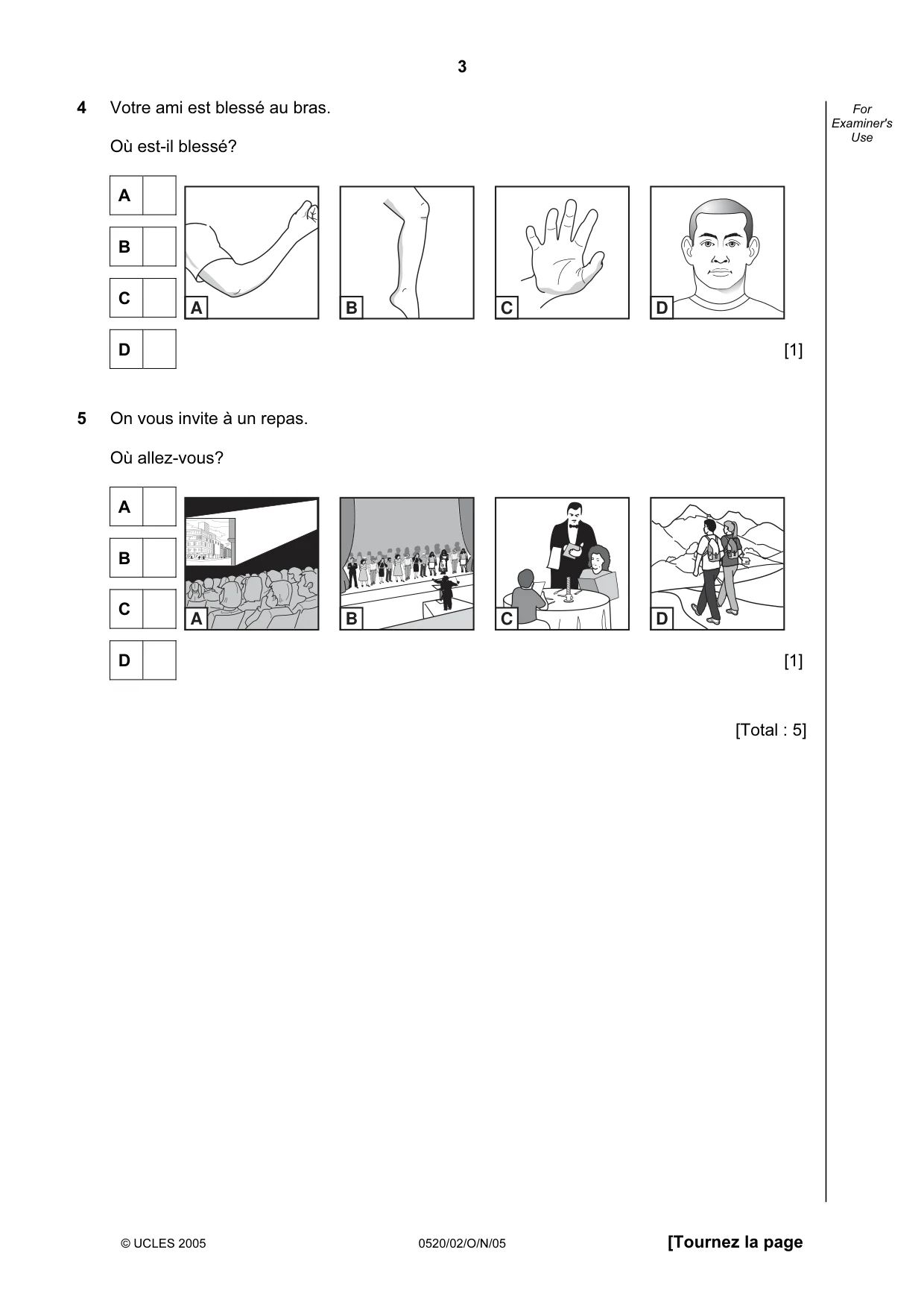 Cambridge IGCSE French - Foreign Language 0520 2005 Oct/Nov Paper 2 · Variant 1 question paper, page 3 of 16