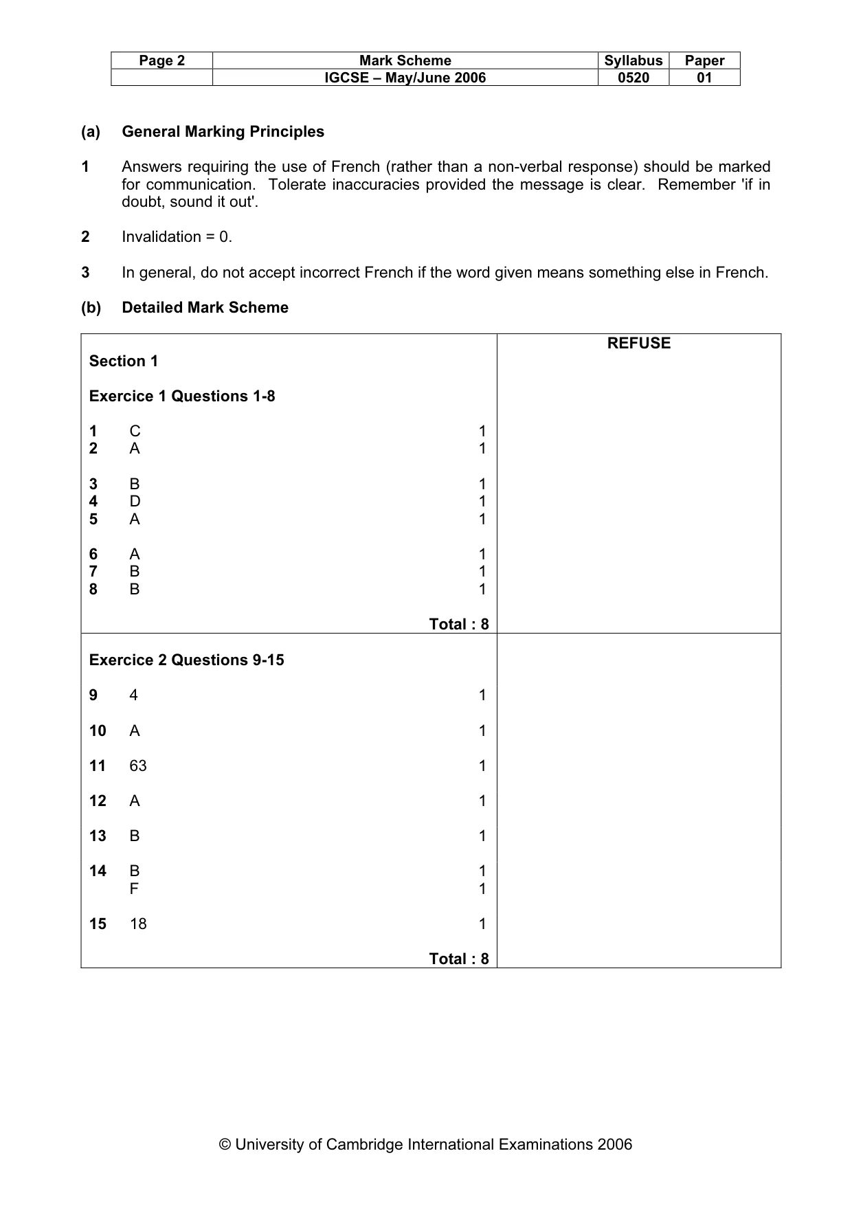 Mark scheme, page 2 of 6