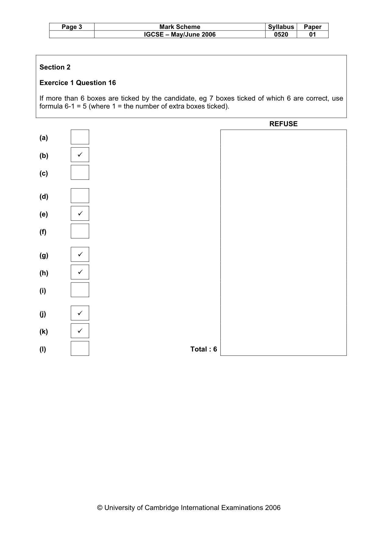 Mark scheme, page 3 of 6
