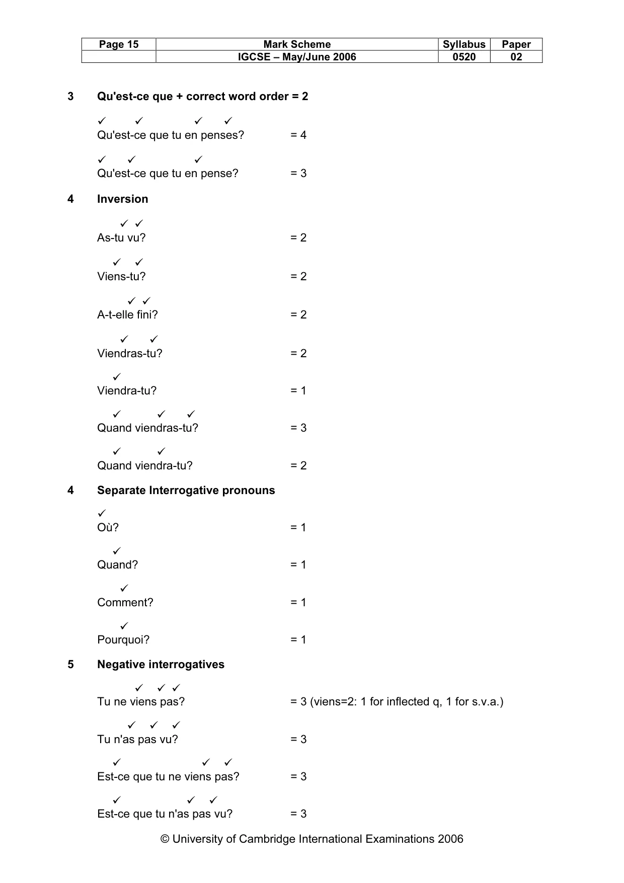Mark scheme, page 15 of 30