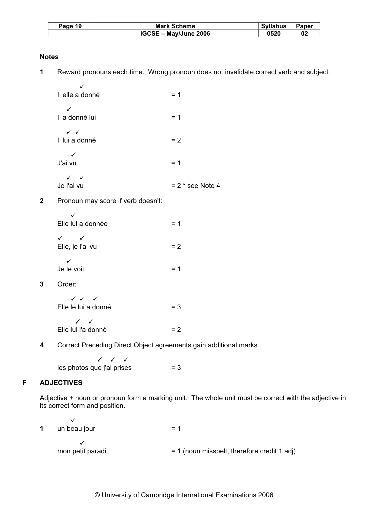 Mark scheme, page 19 of 30
