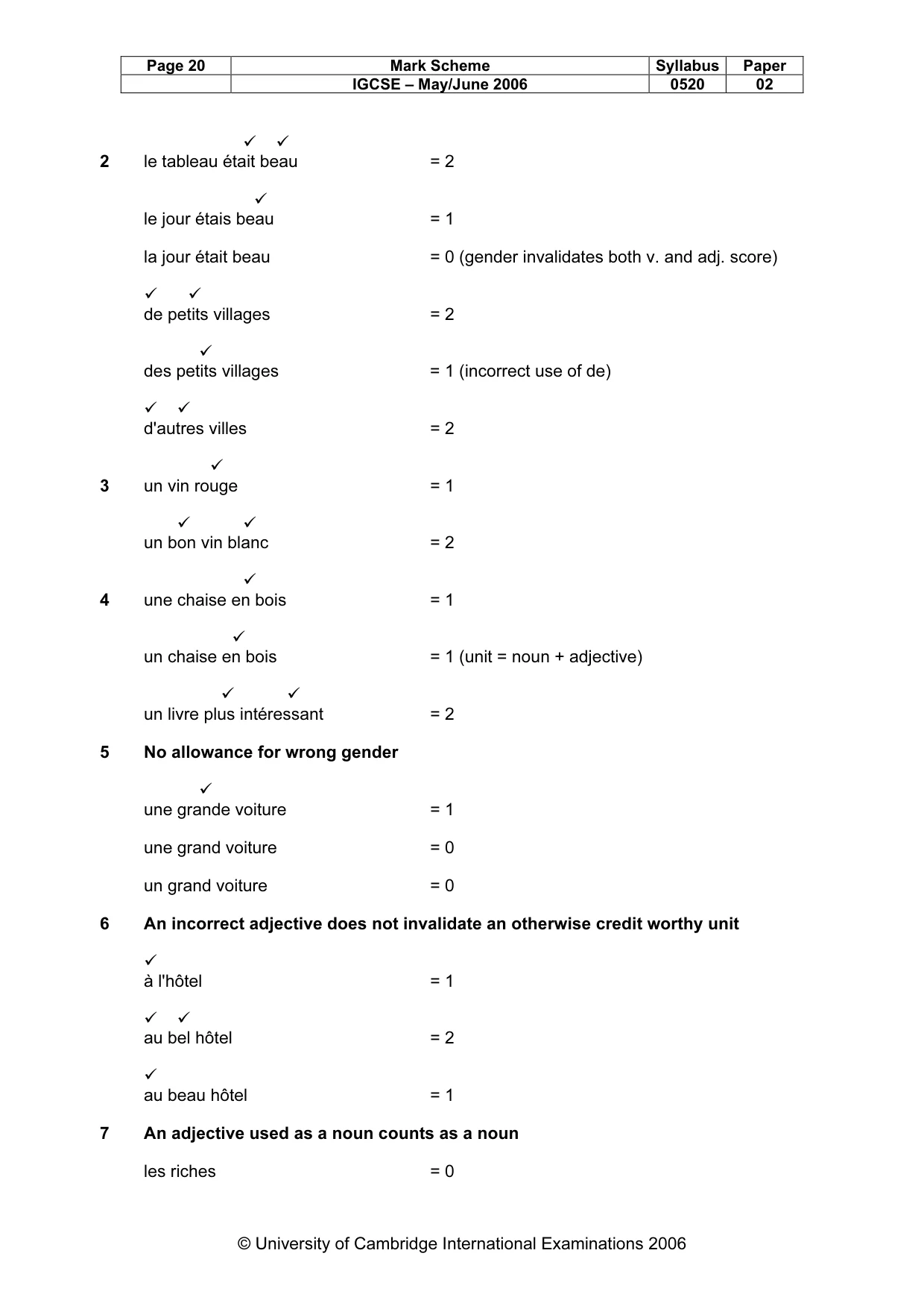 Mark scheme, page 20 of 30