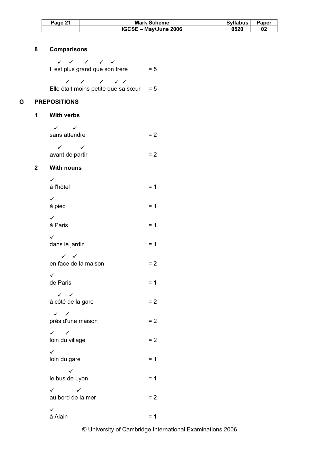 Mark scheme, page 21 of 30