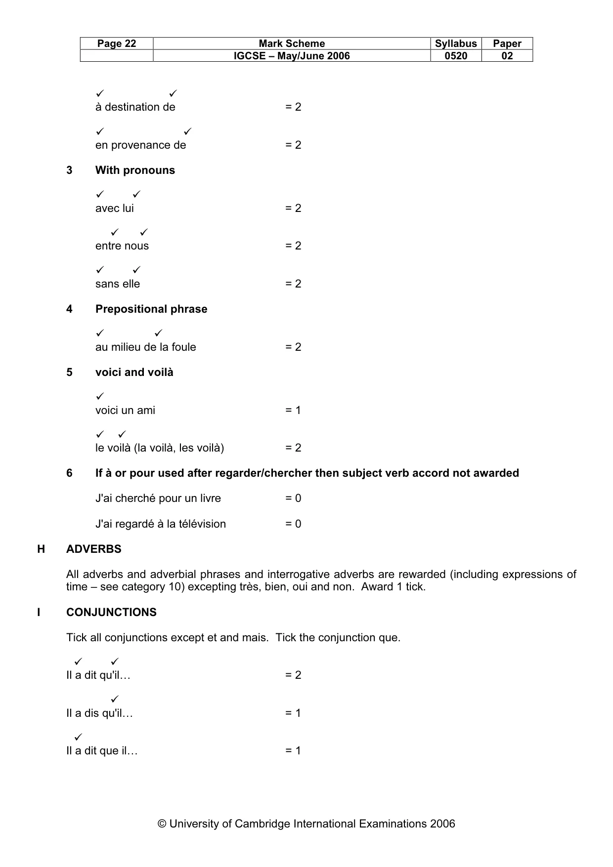 Mark scheme, page 22 of 30