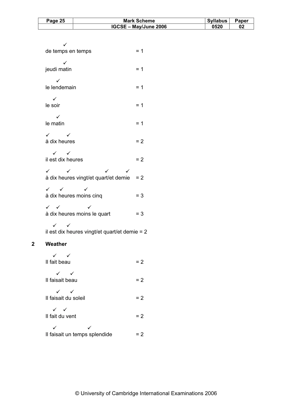 Mark scheme, page 25 of 30