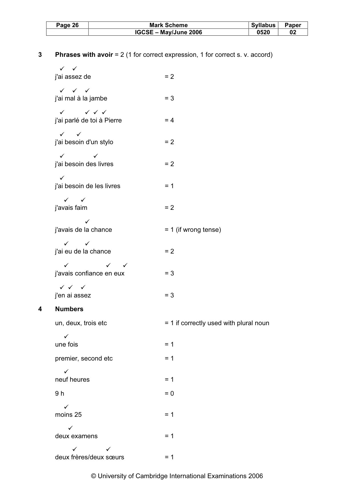 Mark scheme, page 26 of 30